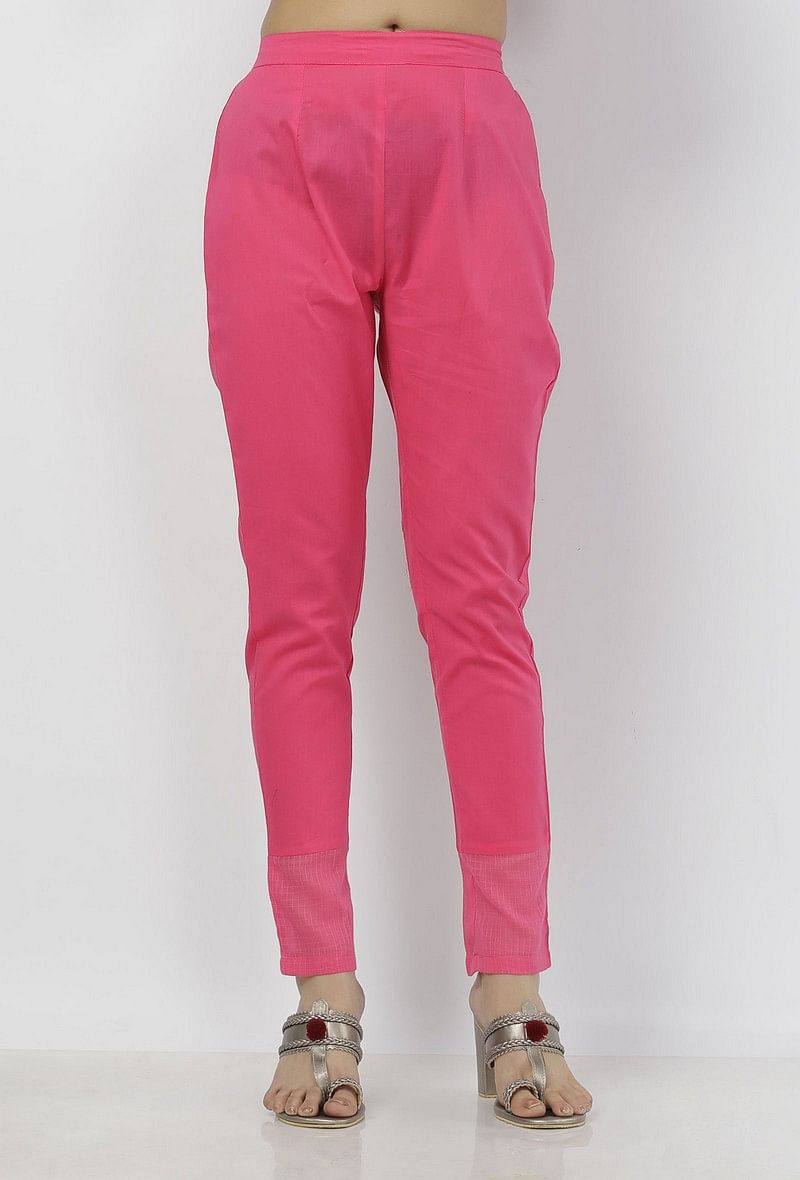 Raisa Pink Plain Cotton-Kota Pants サイズ XS