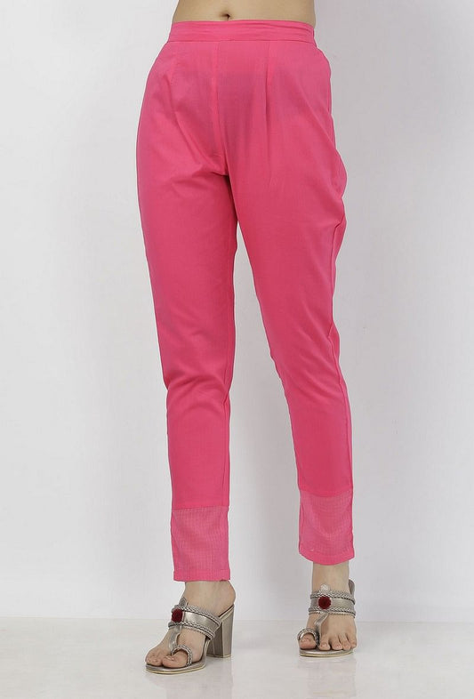Raisa Pink Plain Cotton-Kota Pants サイズ XS