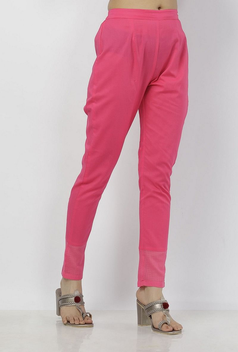 Raisa Pink Plain Cotton-Kota Pants サイズ XS