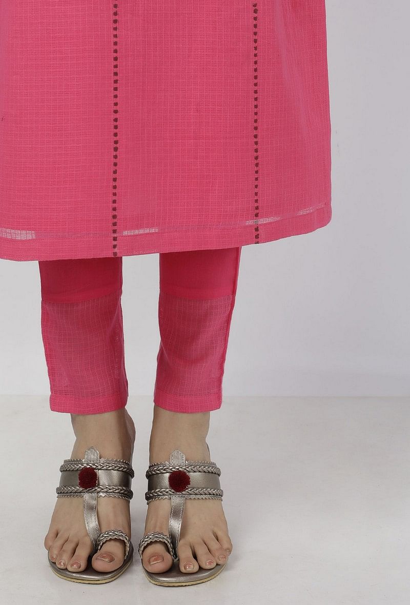 Raisa Pink Plain Cotton-Kota Pants サイズ XS
