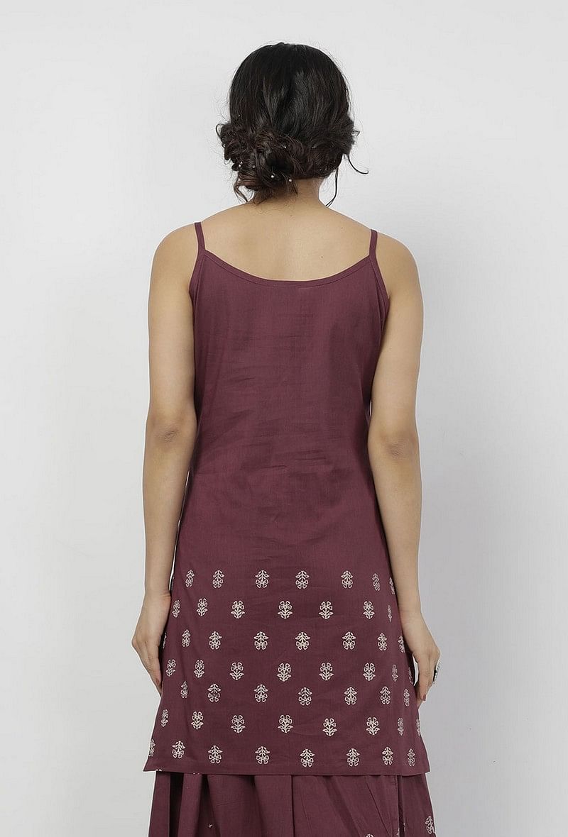 Iya Purple Hand-Block Printed Cotton Slip サイズ S