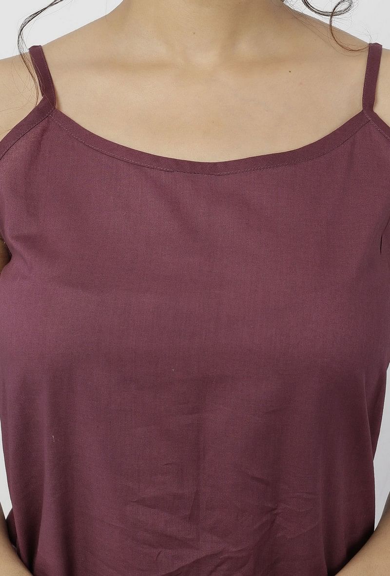 Iya Purple Hand-Block Printed Cotton Slip サイズ S