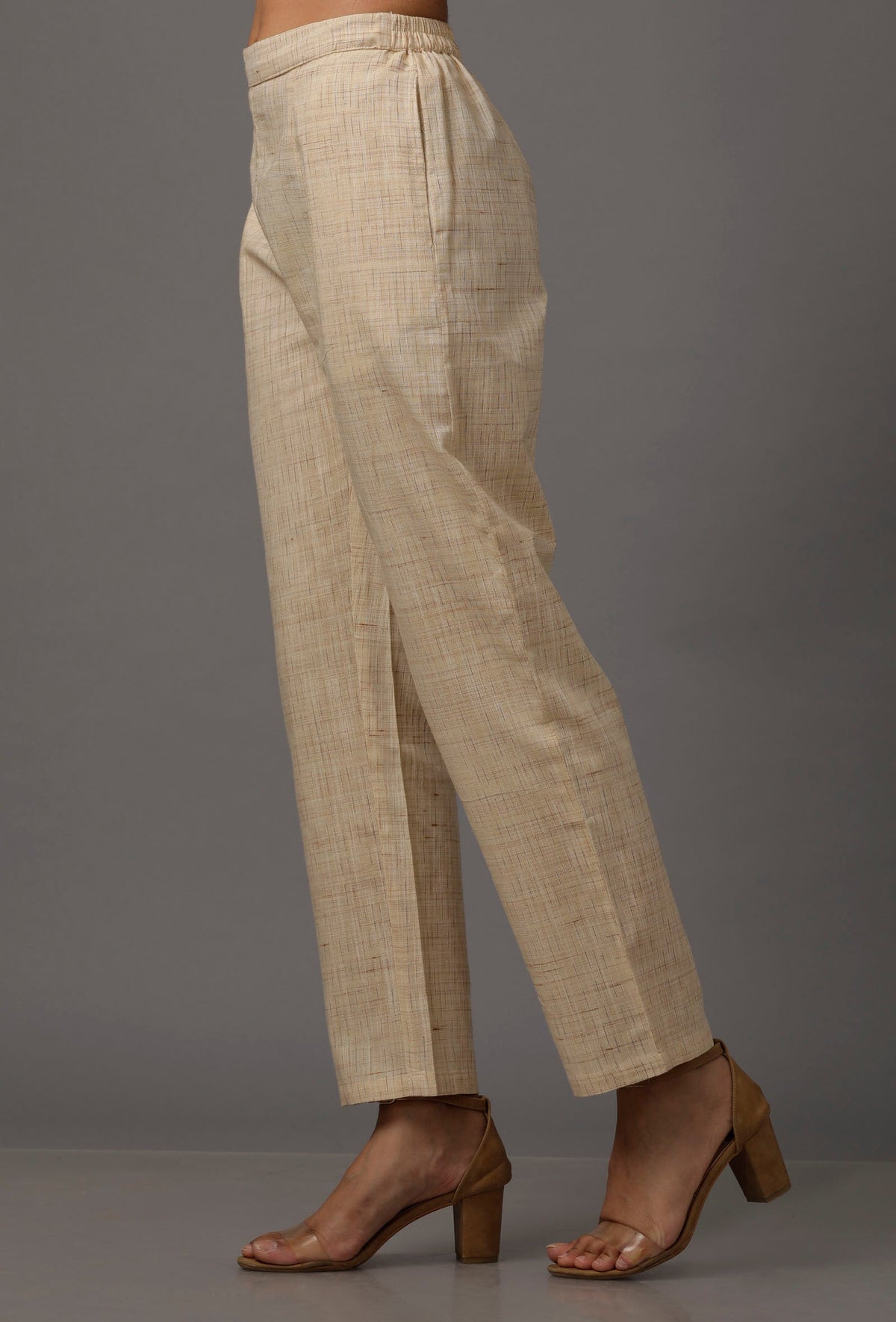 Cream Pure Woven Cotton Pants サイズ L
