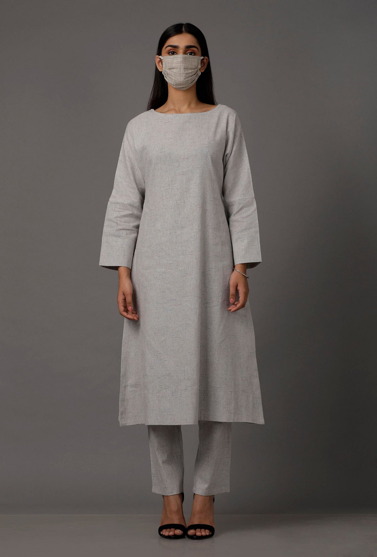Light Blue Pure Woven Cotton Kurta サイズ S