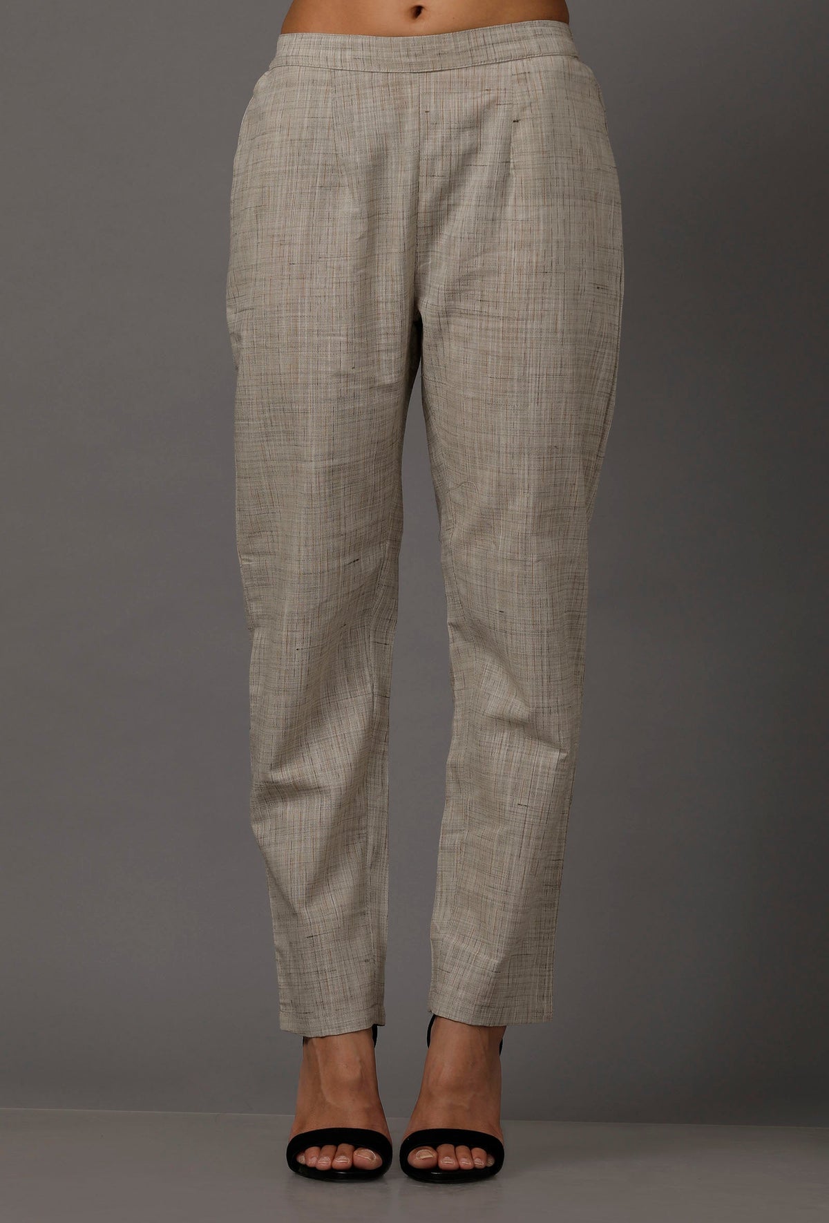 Grey Pure Woven Cotton Pants サイズ S
