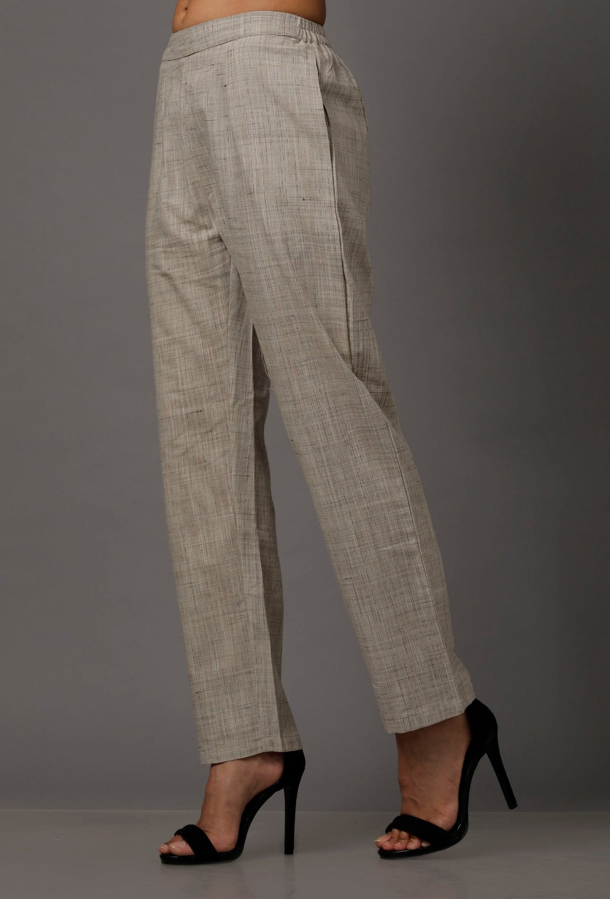 Grey Pure Woven Cotton Pants サイズ S