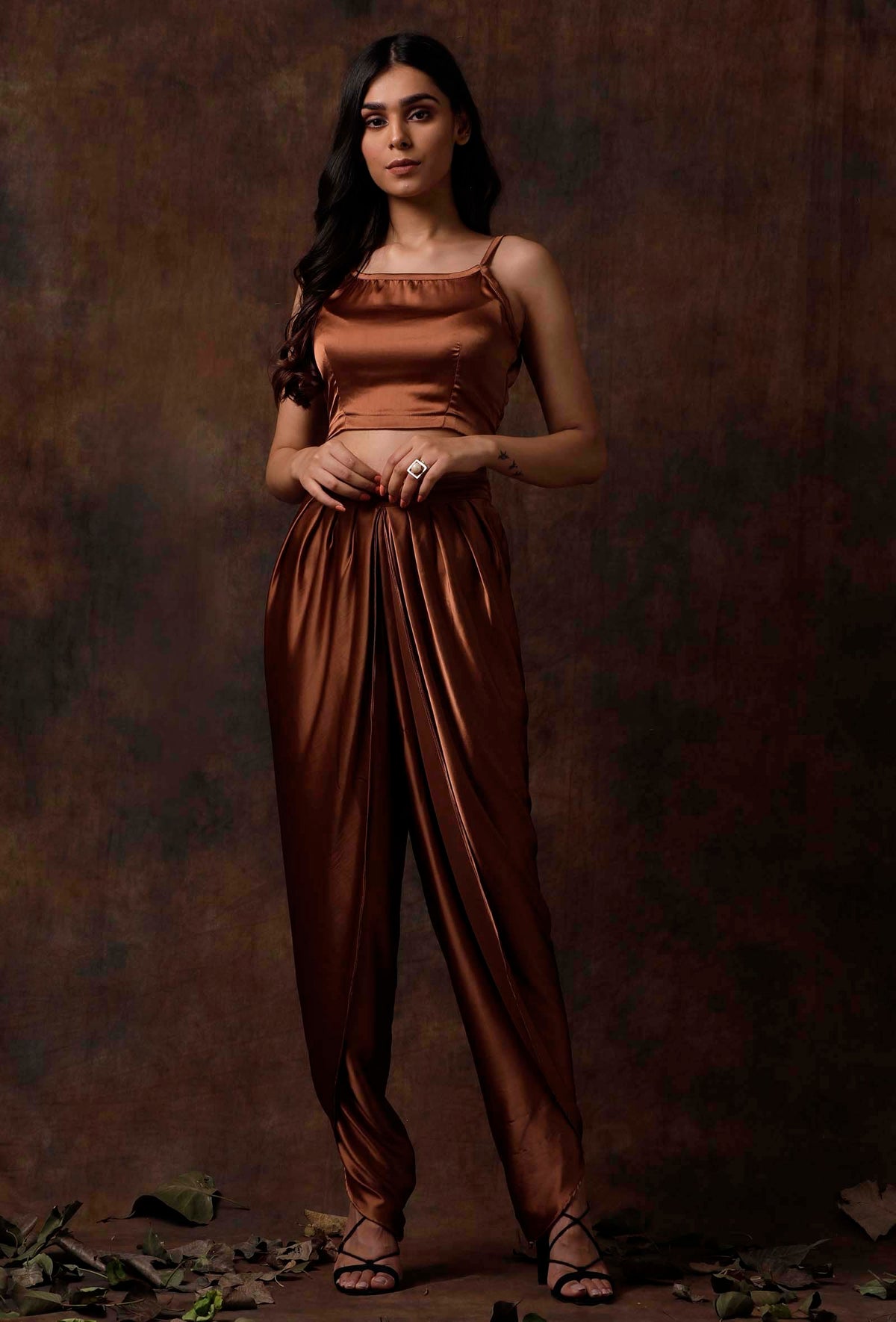 Russet Brown Satin Slip Blouse サイズ S