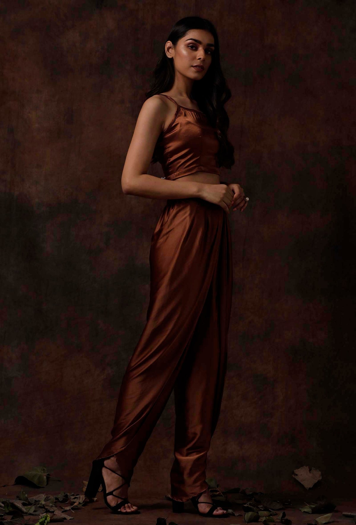 Russet Brown Satin Slip Blouse サイズ S
