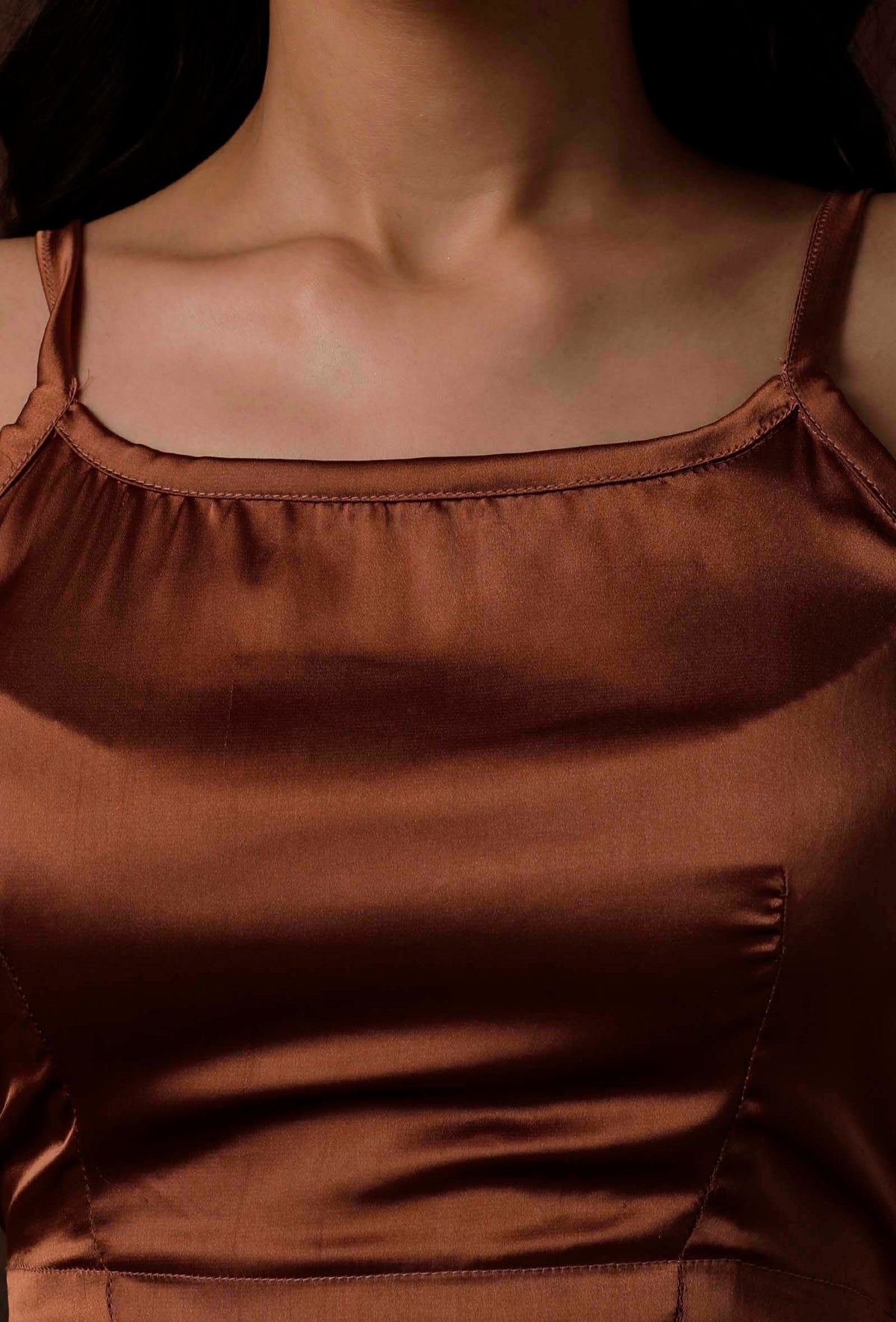 Russet Brown Satin Slip Blouse サイズ S