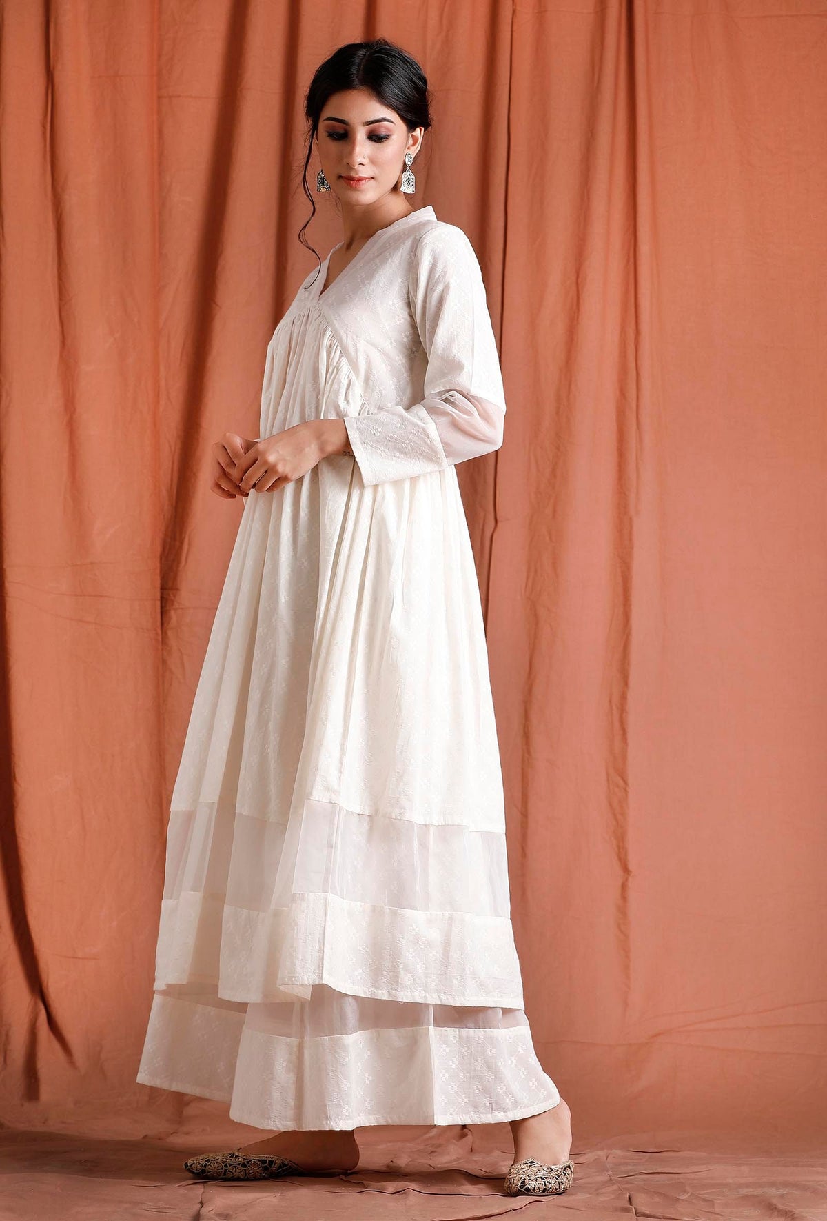 Set of 2: Off White and Golden Kurta with Palazzo サイズ XS