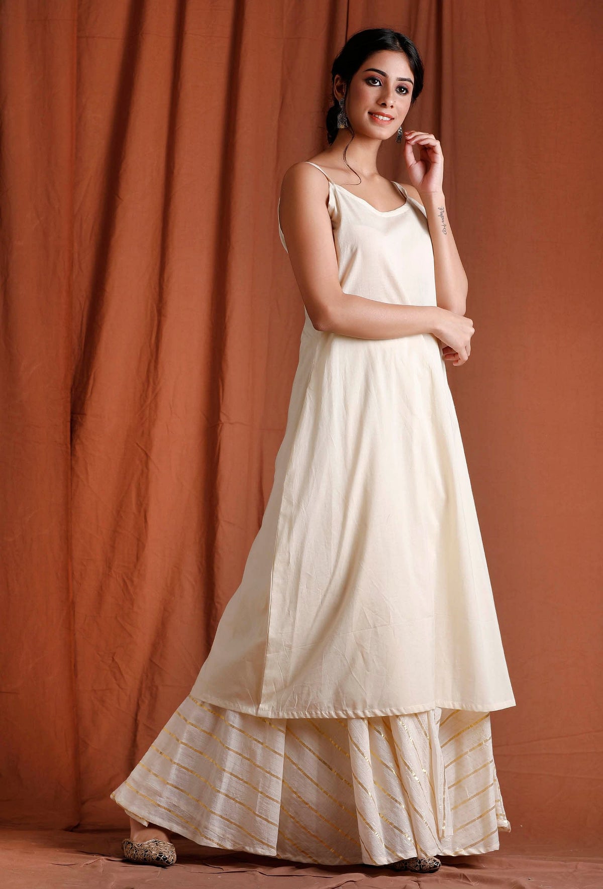 Off White Slip Cotton Kurta サイズ XS