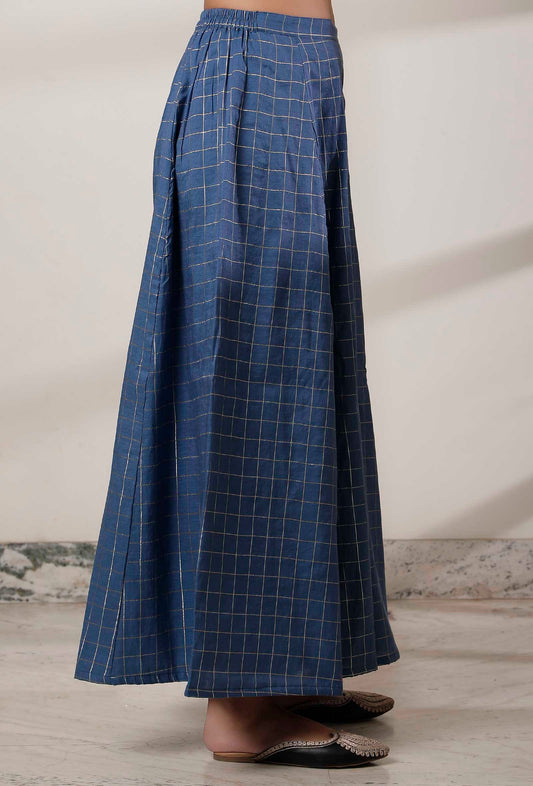 Blue Woven Chanderi Kali Palazzo サイズ XL