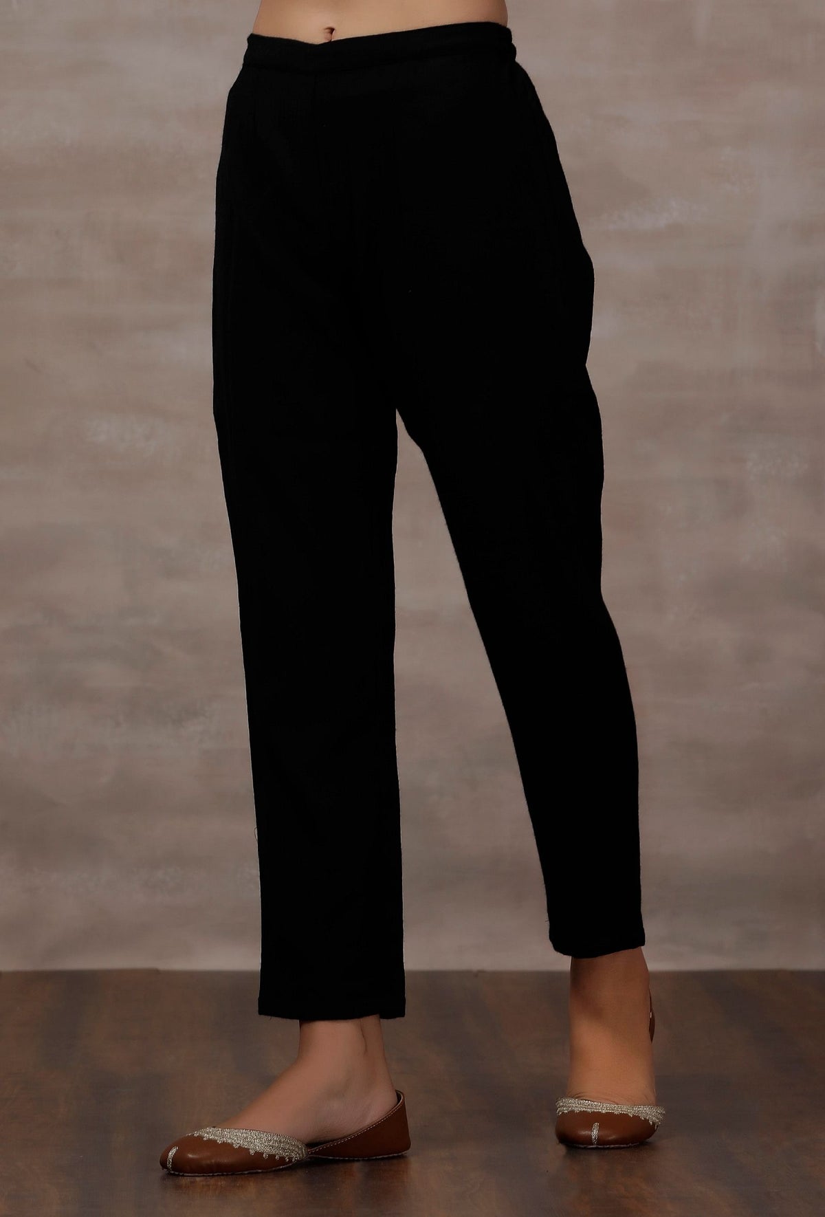 Black Straight Cashmilon Pants サイズ S
