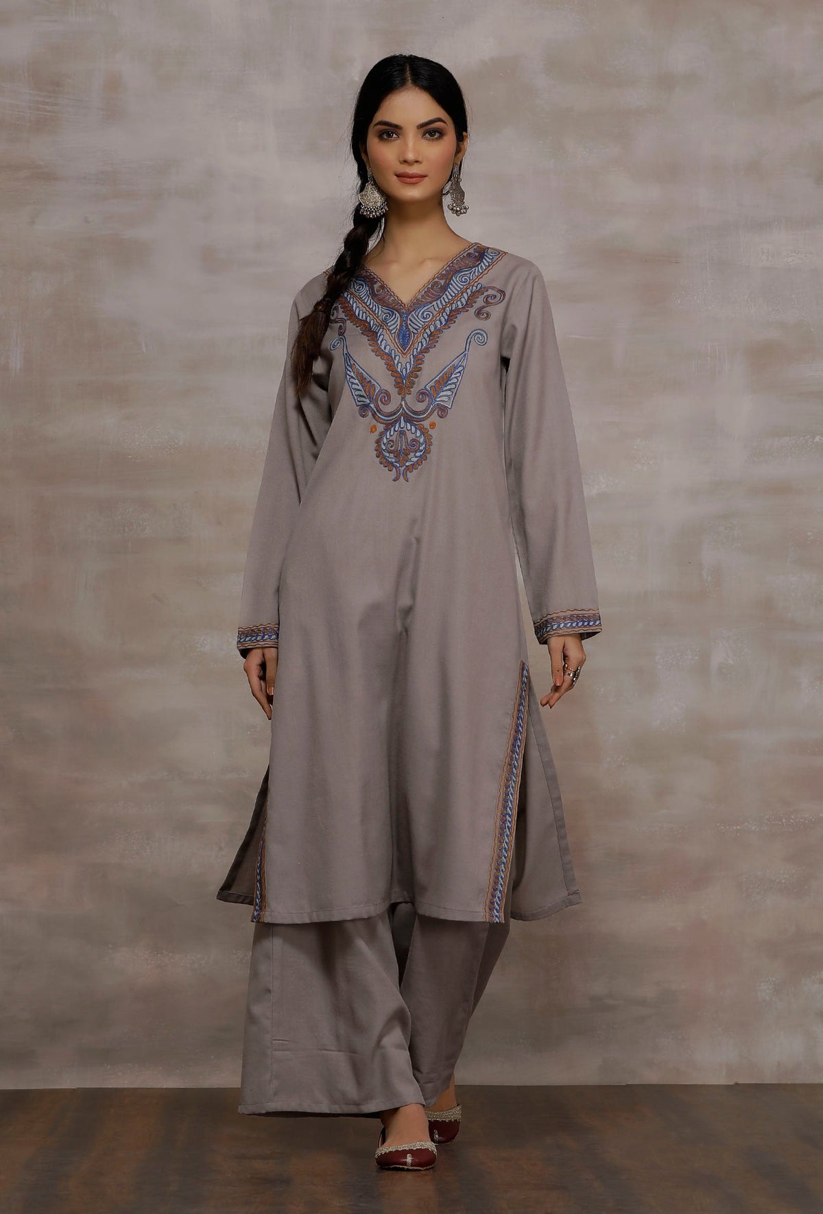 Eshin Dusky Grey Woollen Kurta サイズ XS