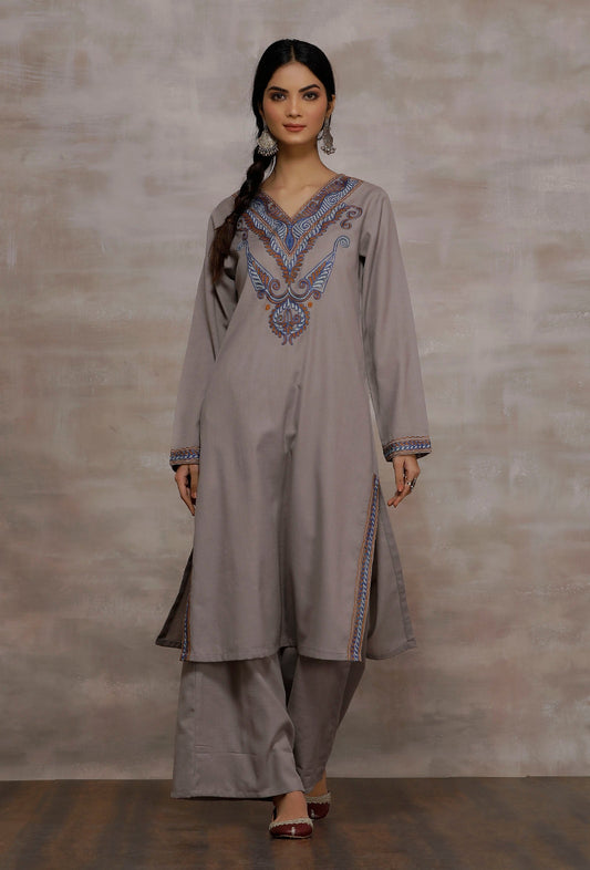 Eshin Dusky Grey Woollen Kurta サイズ XS