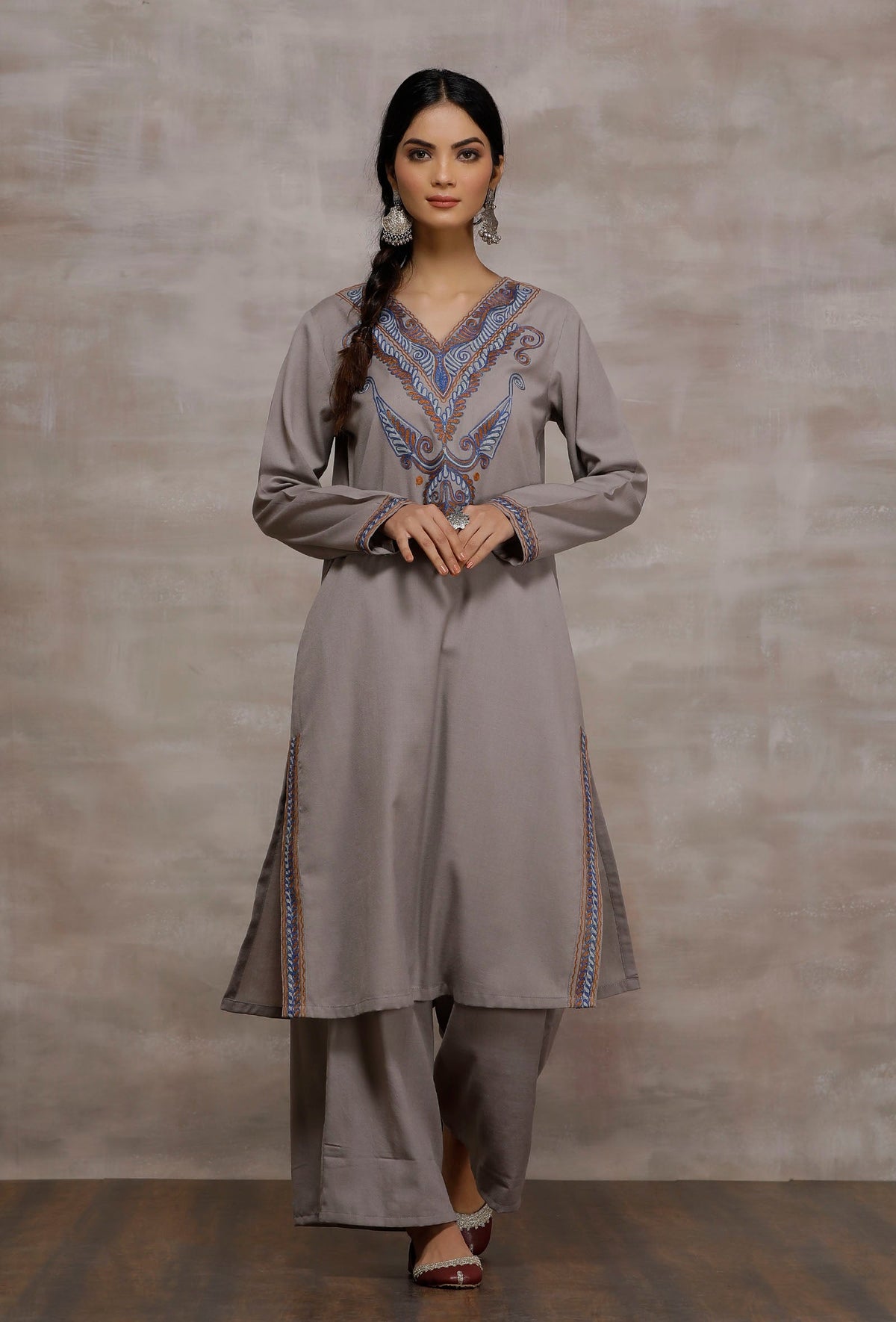 Eshin Dusky Grey Woollen Kurta サイズ XS