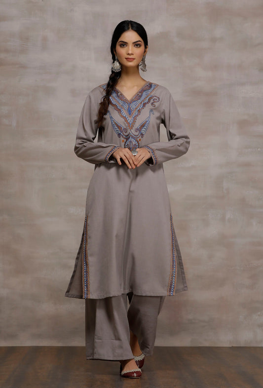 Eshin Dusky Grey Woollen Kurta サイズ XS
