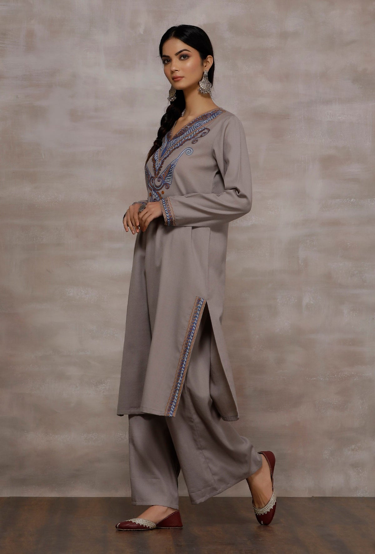 Eshin Dusky Grey Woollen Kurta サイズ XS