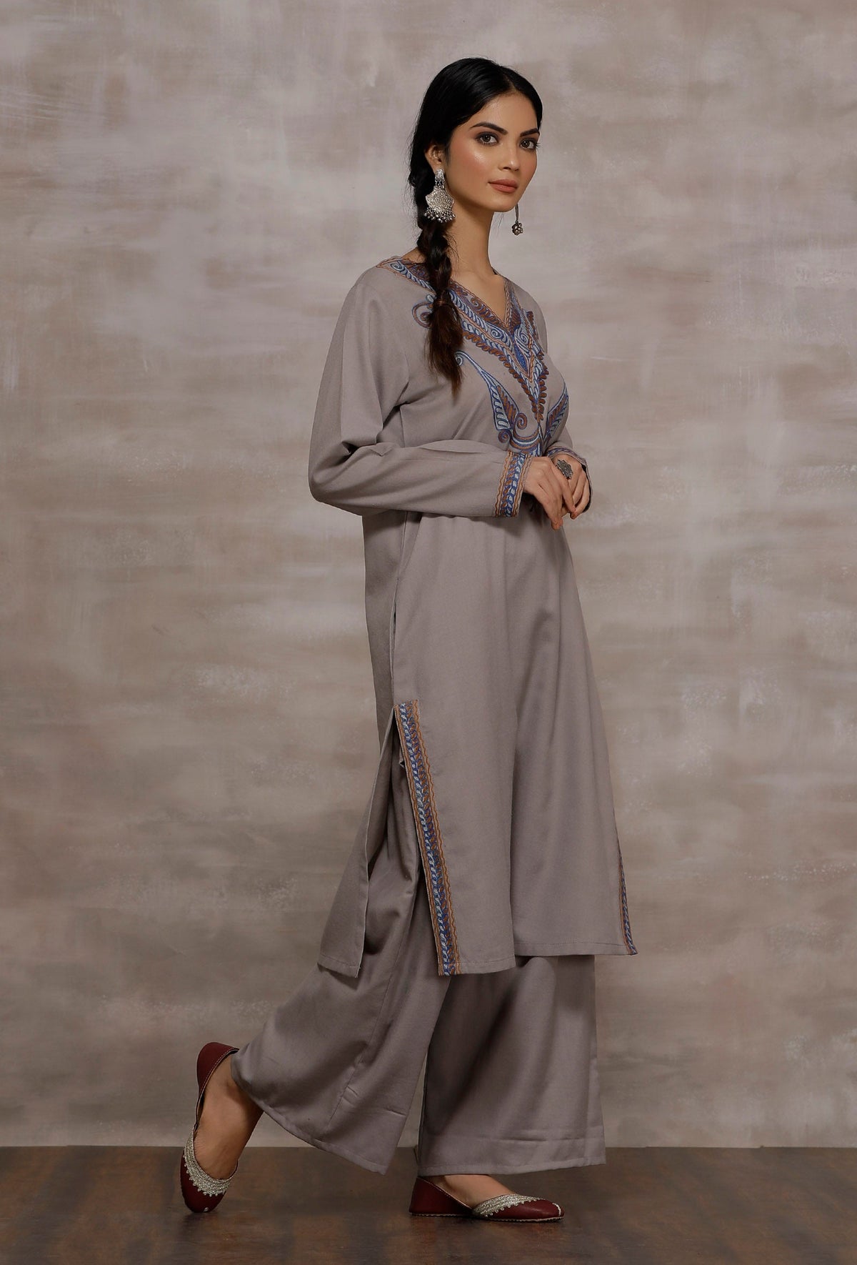 Eshin Dusky Grey Woollen Kurta サイズ XS