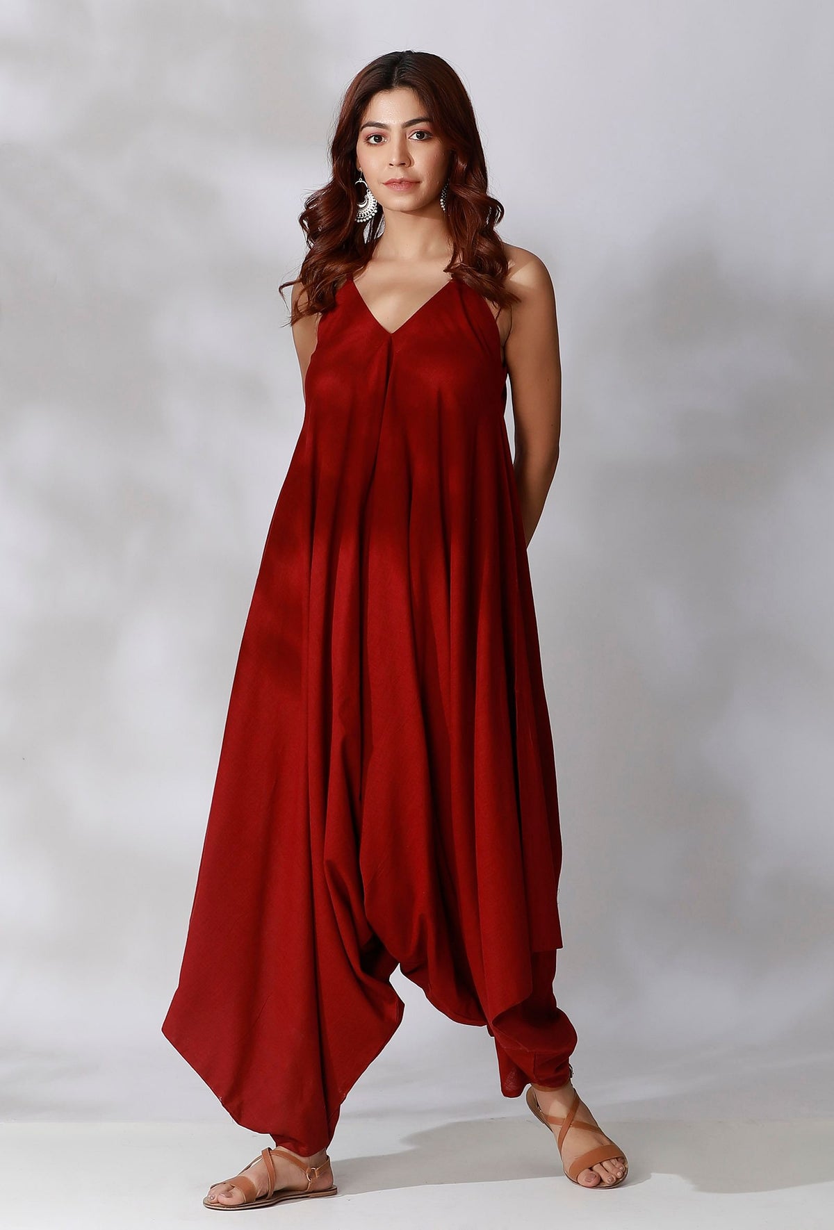Maroon Cotton Balloon Jumpsuit サイズ M