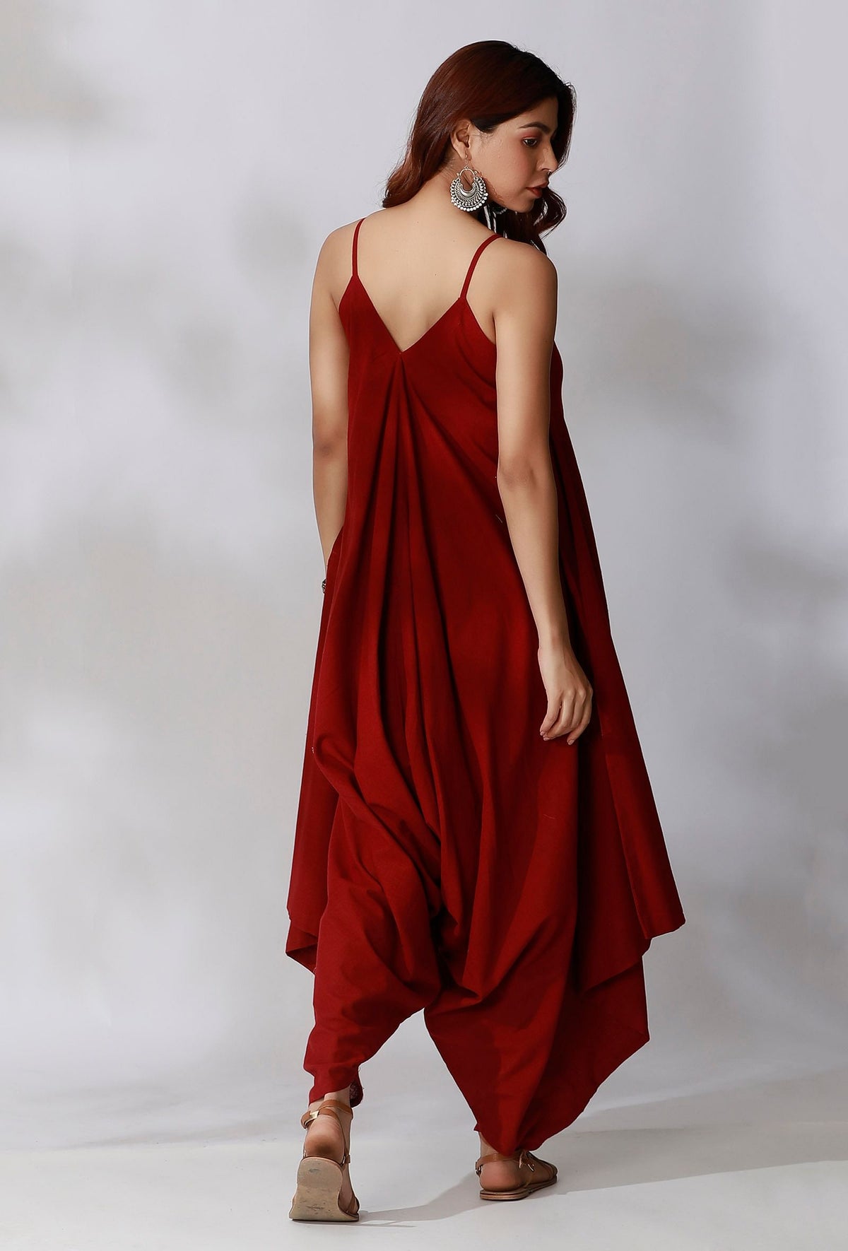 Maroon Cotton Balloon Jumpsuit サイズ M