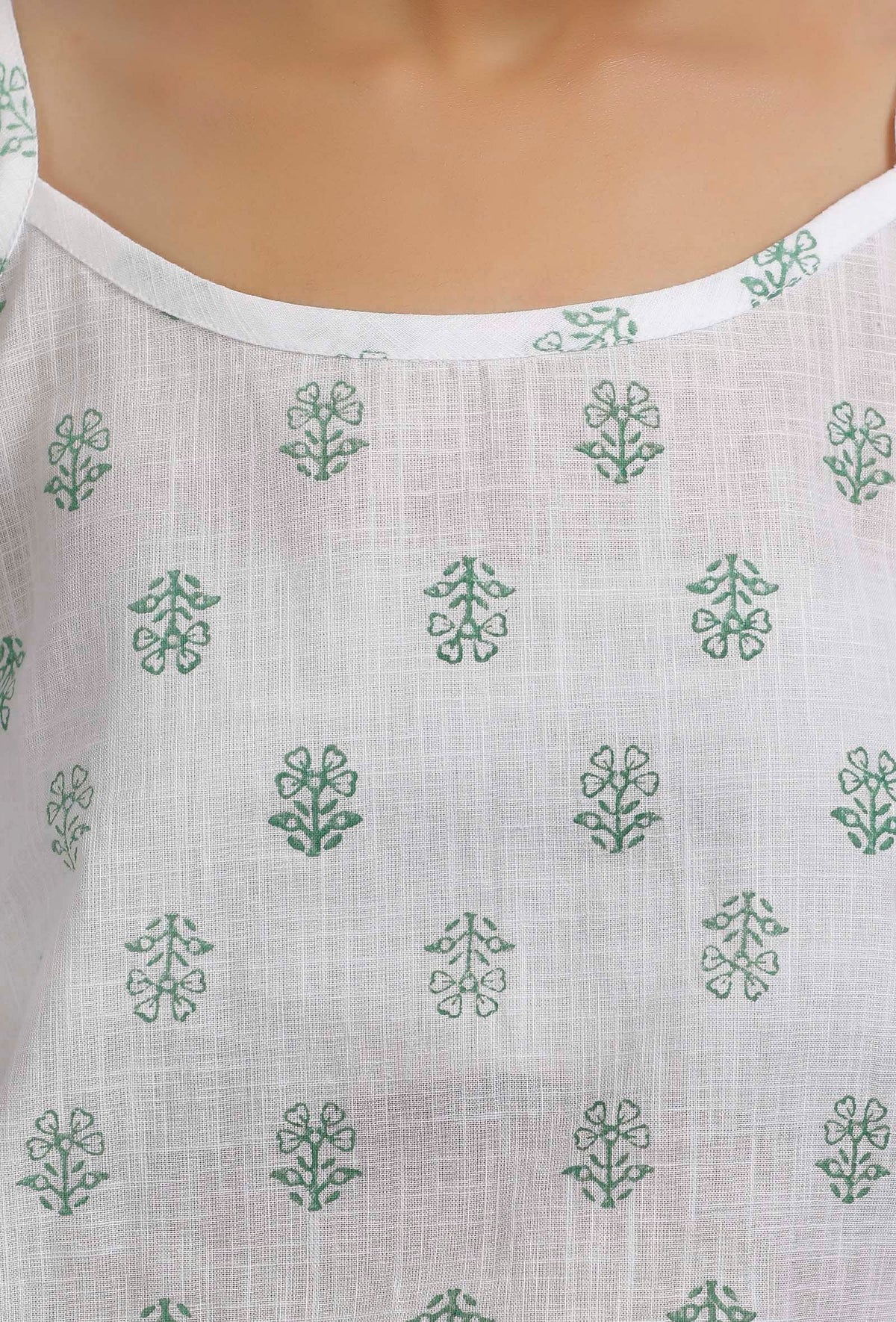 Green Woven Cotton Striped Long Shirt サイズ S