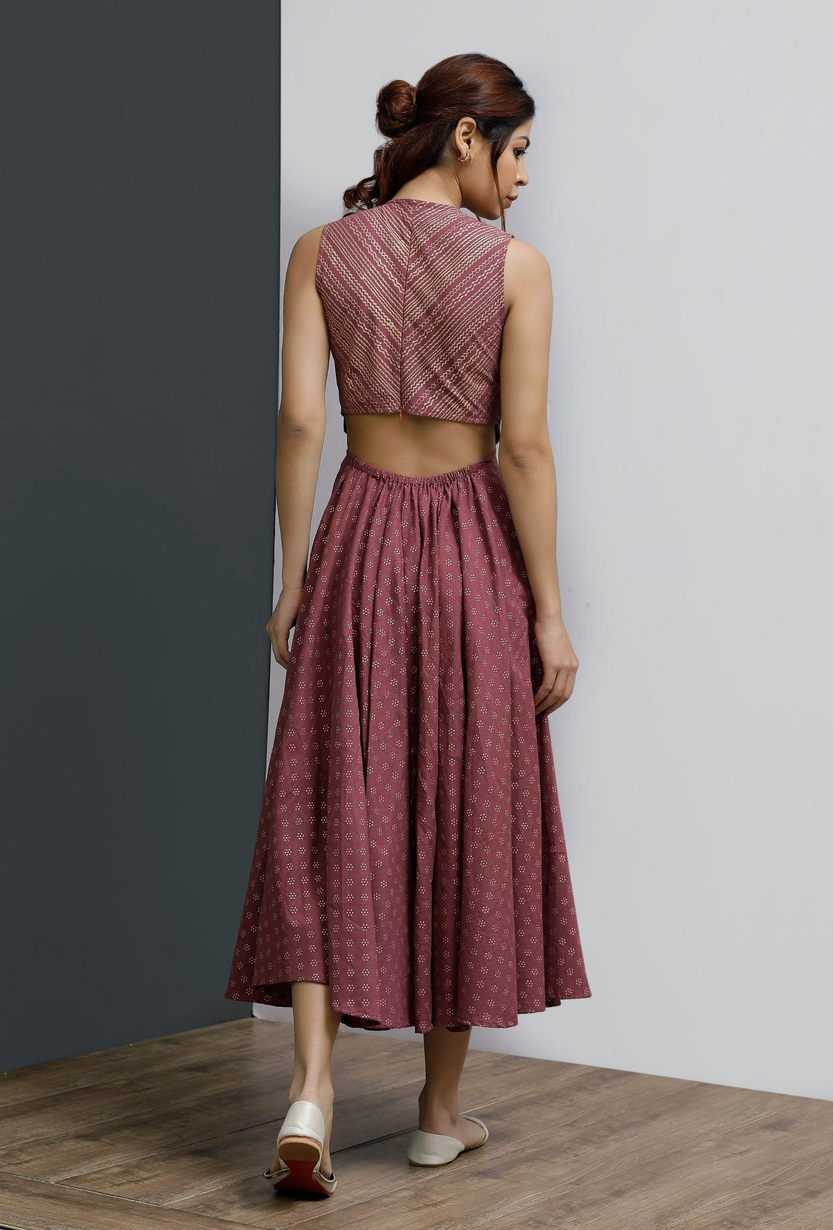 Plum Hand-Block A-Line Flared Dress サイズ XXXL