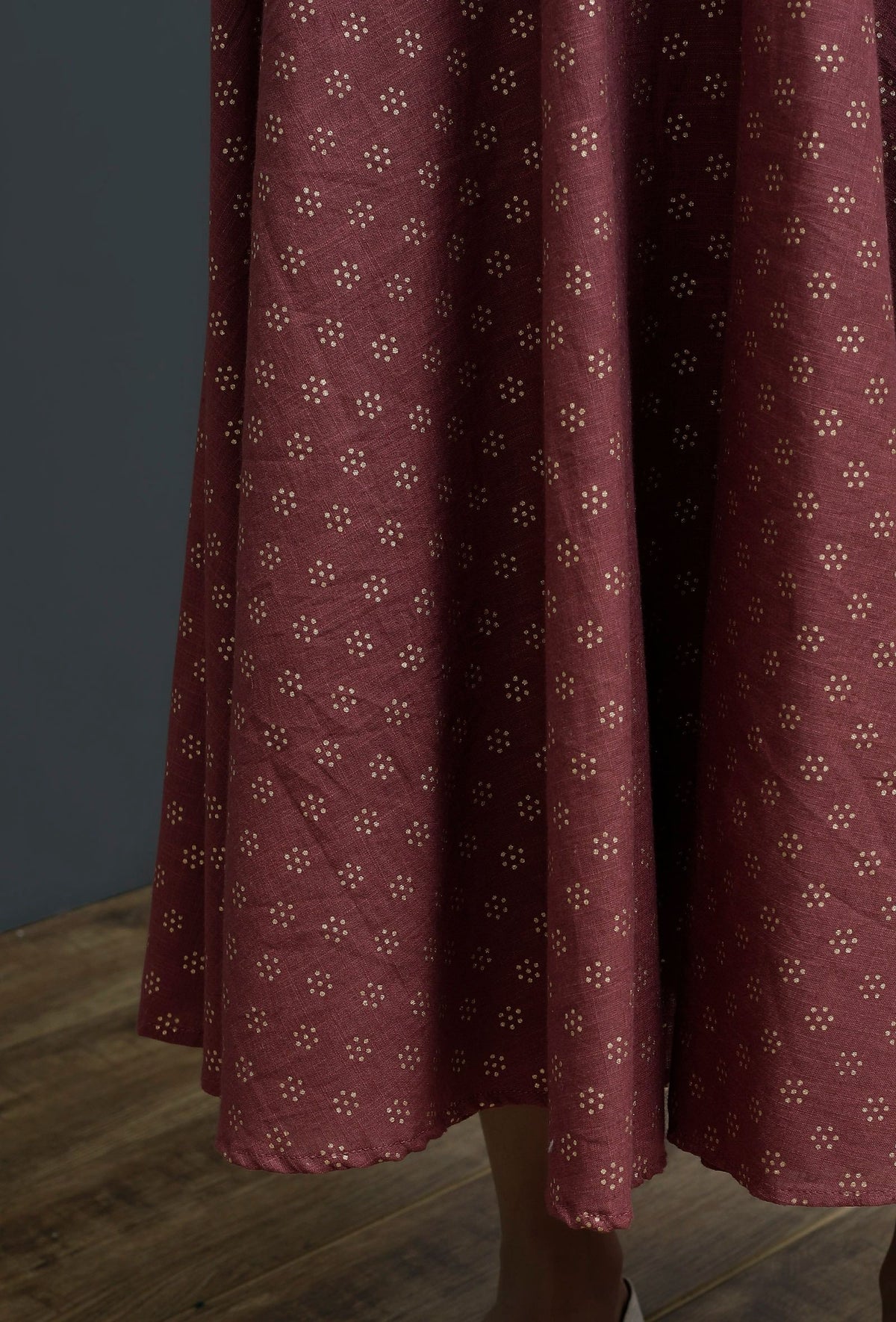 Plum Hand-Block A-Line Flared Dress サイズ XXL
