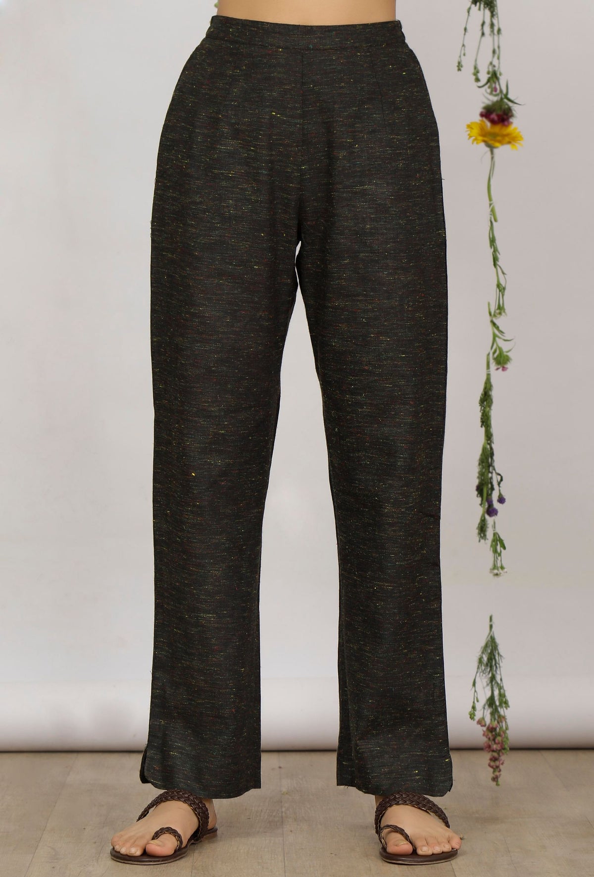 Dark Olive Straight Cotton Khadi Pants サイズ M