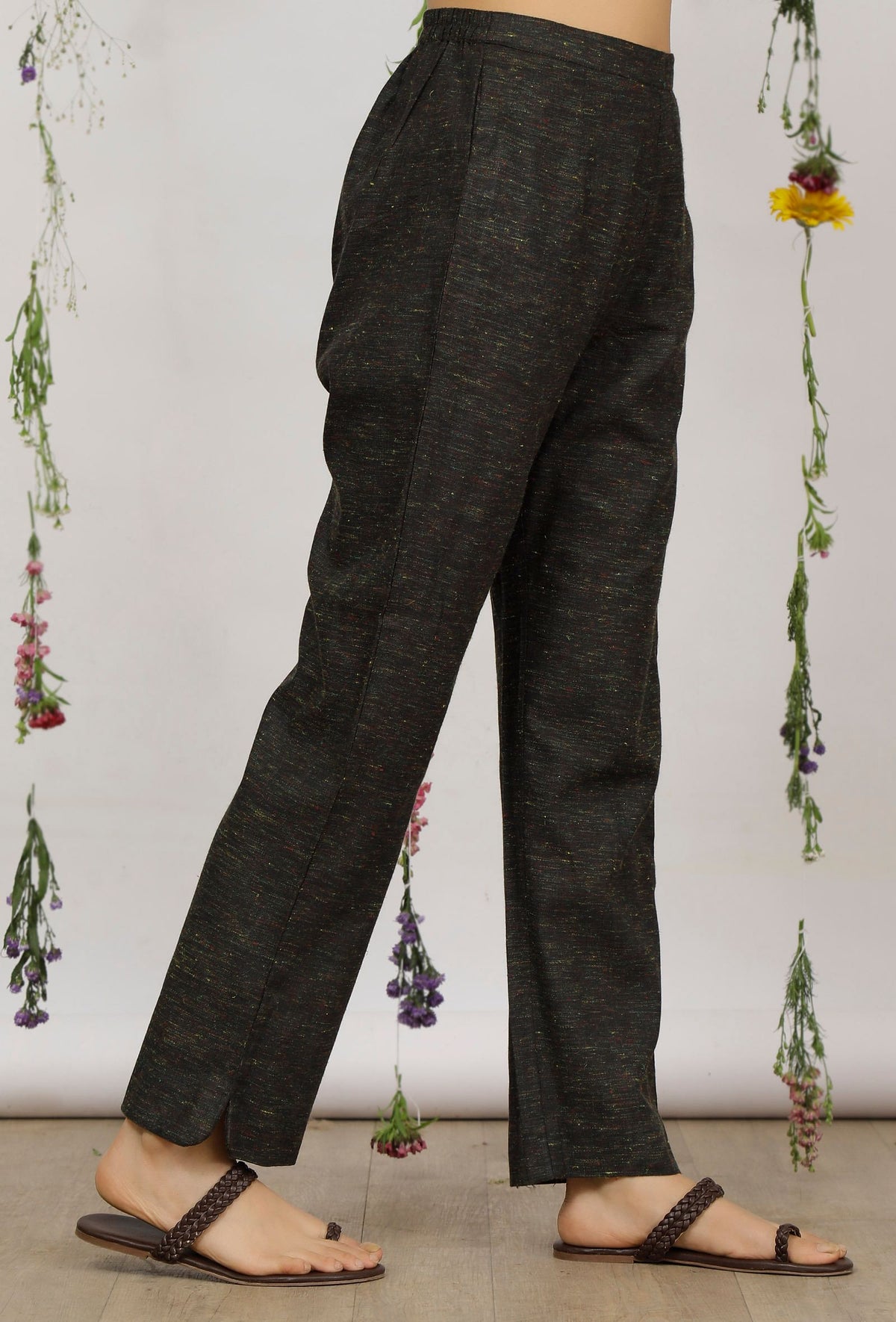 Dark Olive Straight Cotton Khadi Pants サイズ M