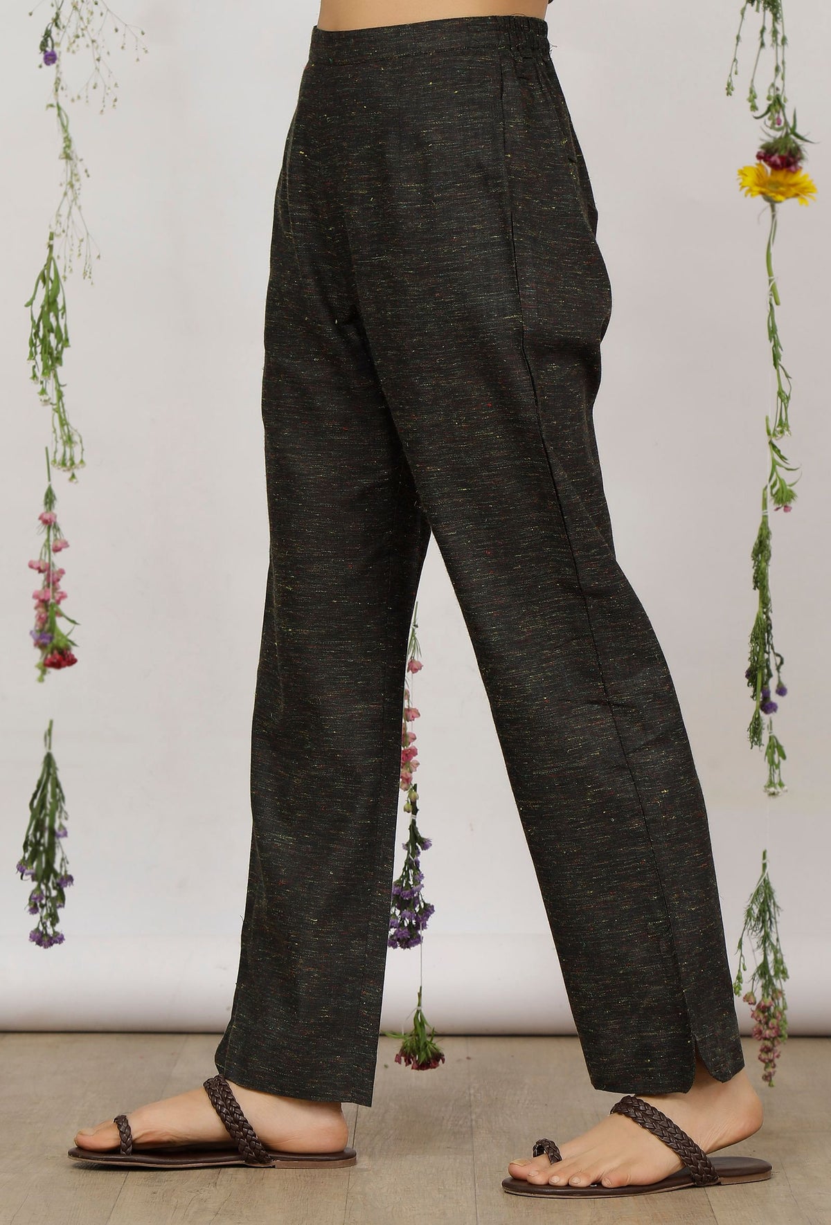 Dark Olive Straight Cotton Khadi Pants サイズ M