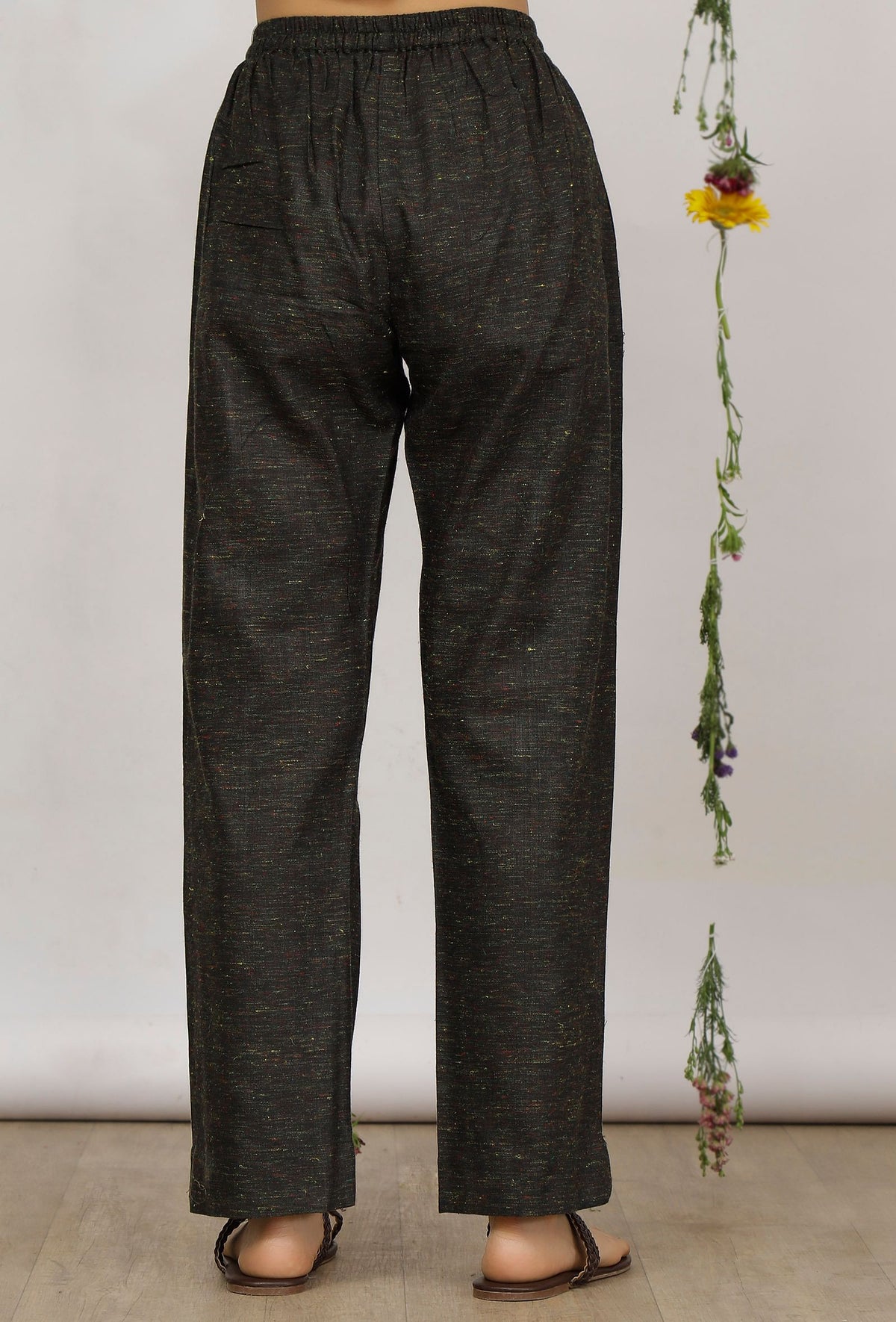 Dark Olive Straight Cotton Khadi Pants サイズ M