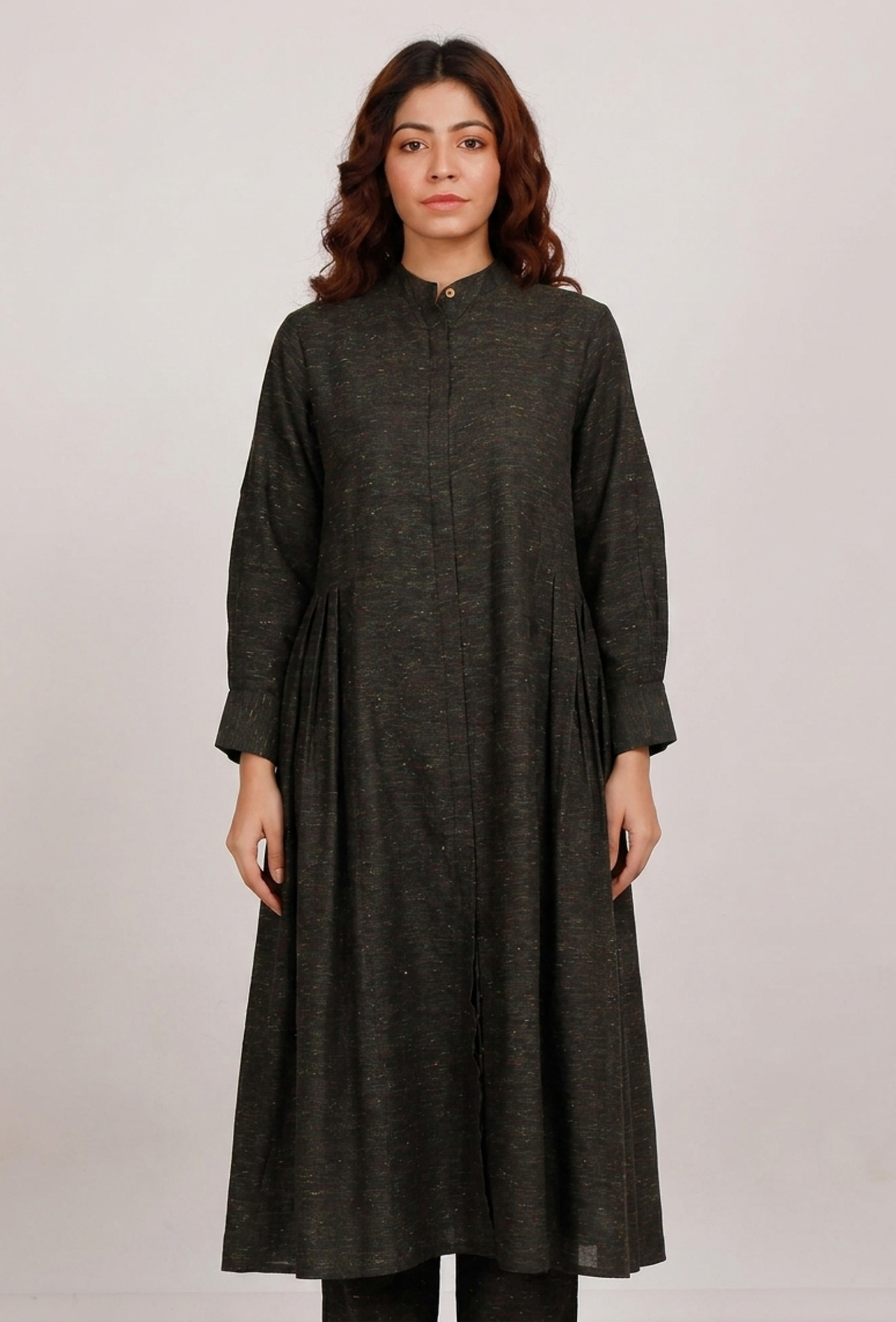 Dark Olive Cotton Khaadi Kurta サイズ S