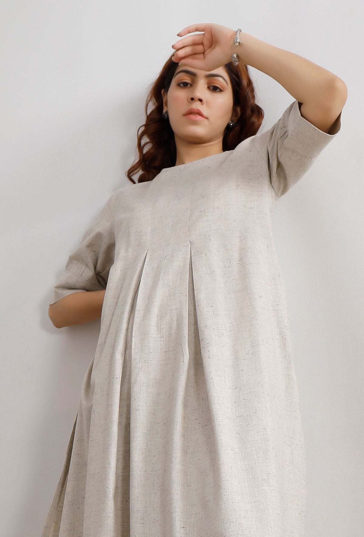 Beige Straight Cotton Flared Kurta サイズ S