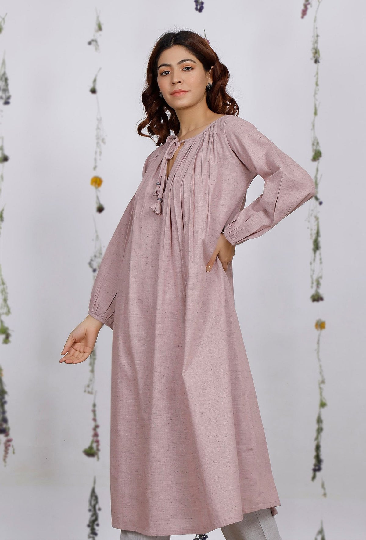 Orchid Pink Flared Cotton Khaadi Kurta サイズ L