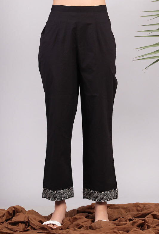 Black Straight Cotton Pants サイズ M
