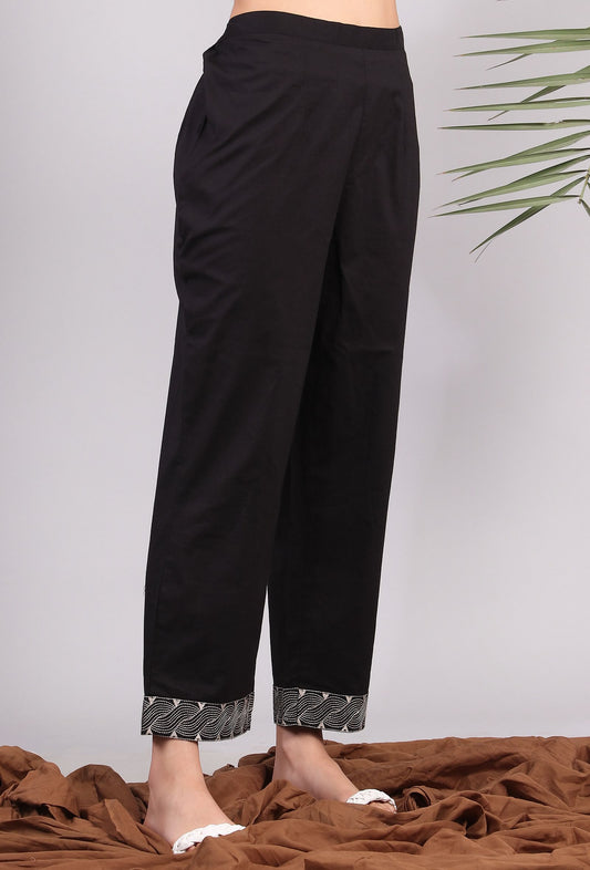 Black Straight Cotton Pants サイズ M