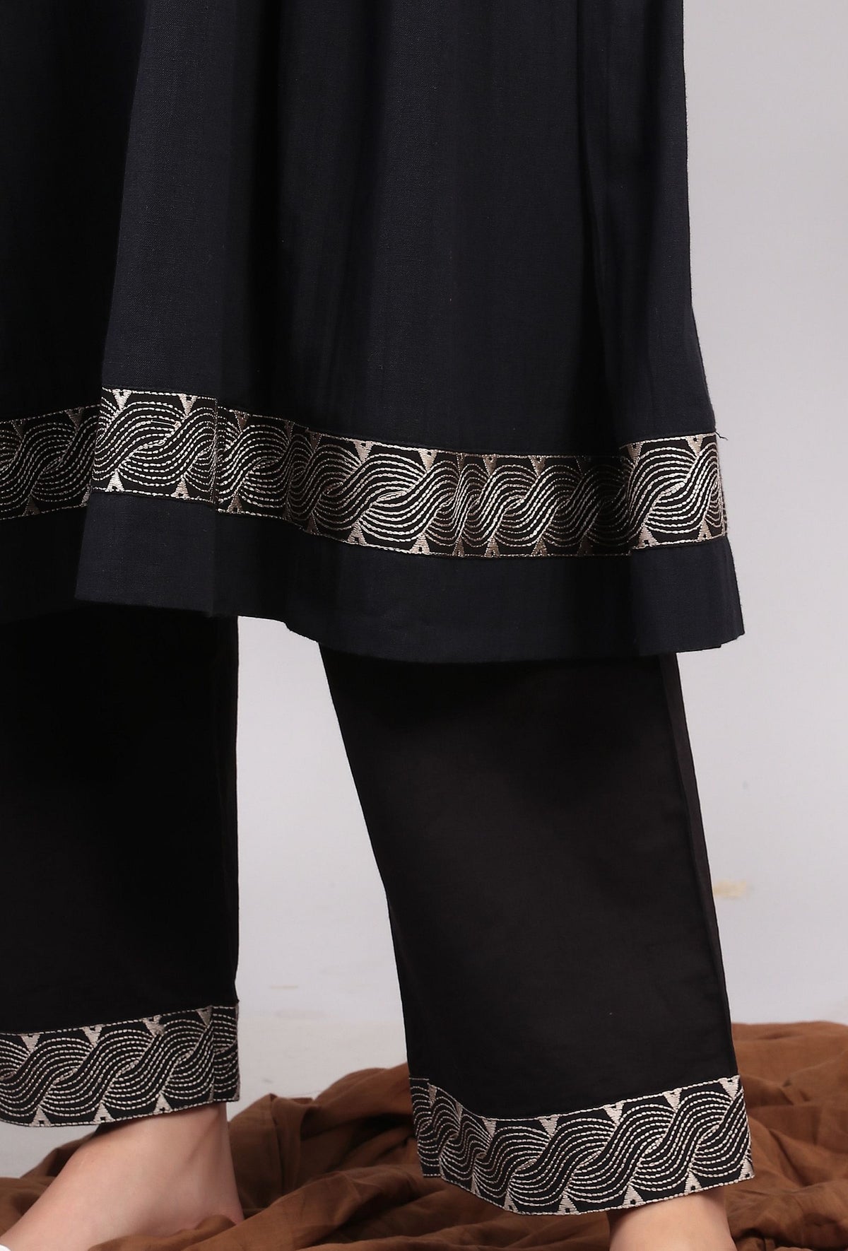 Black Straight Cotton Pants サイズ M