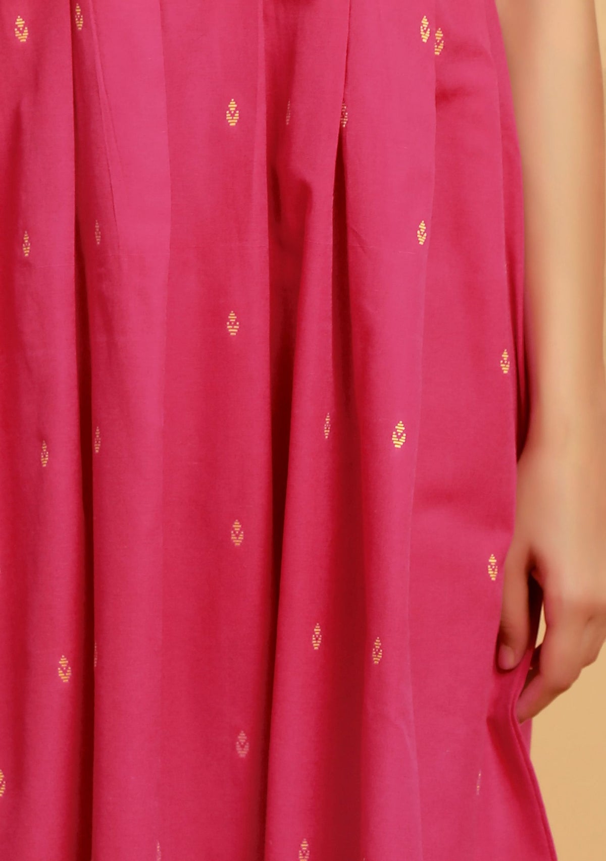 Pink Pleated Flared Sleeveless Woven Dress サイズ XL