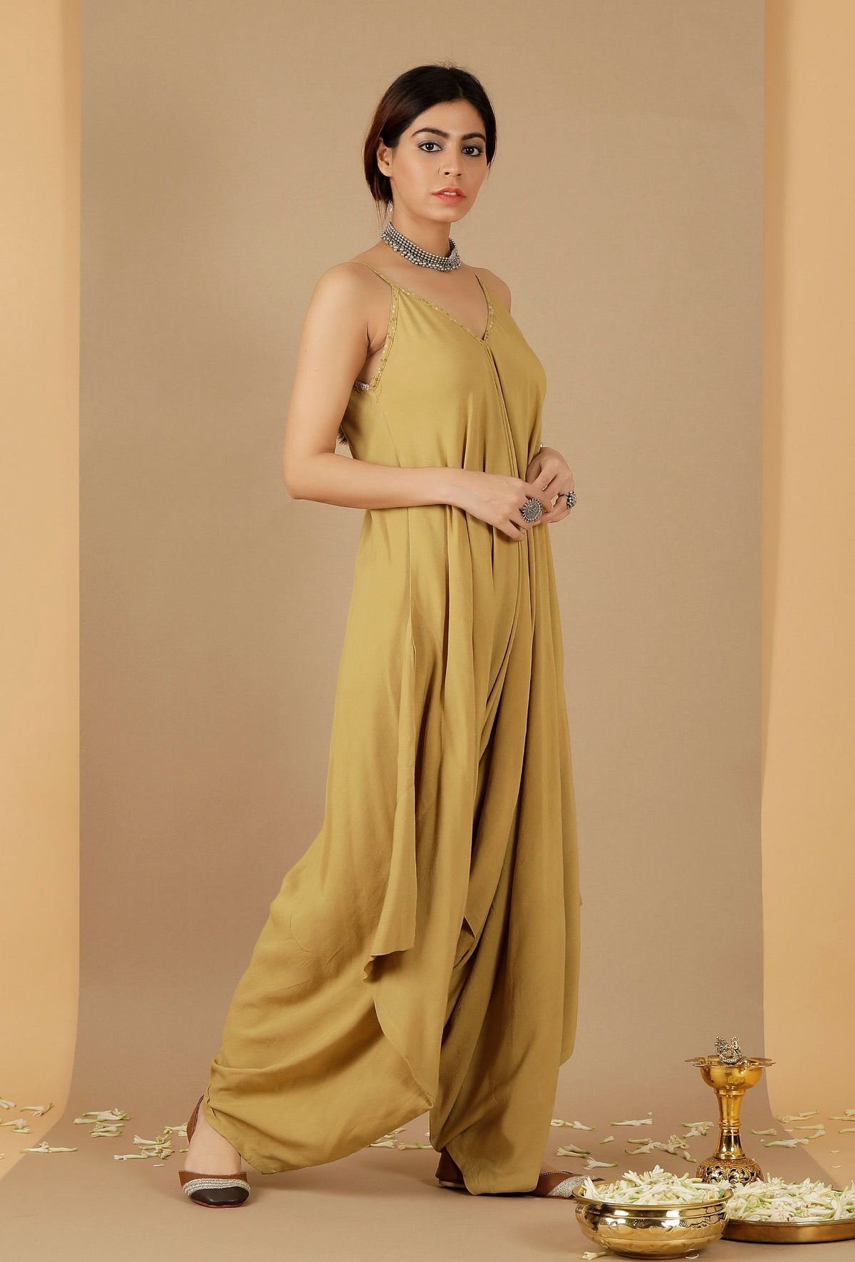 Earls Green Sleeveless Embroidered Jumpsuit サイズ S
