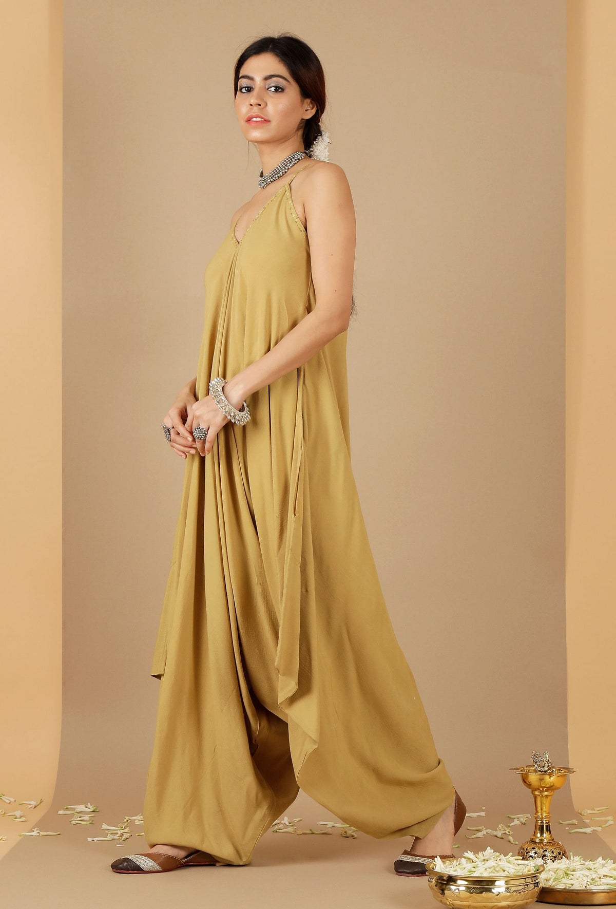 Earls Green Sleeveless Embroidered Jumpsuit サイズ S