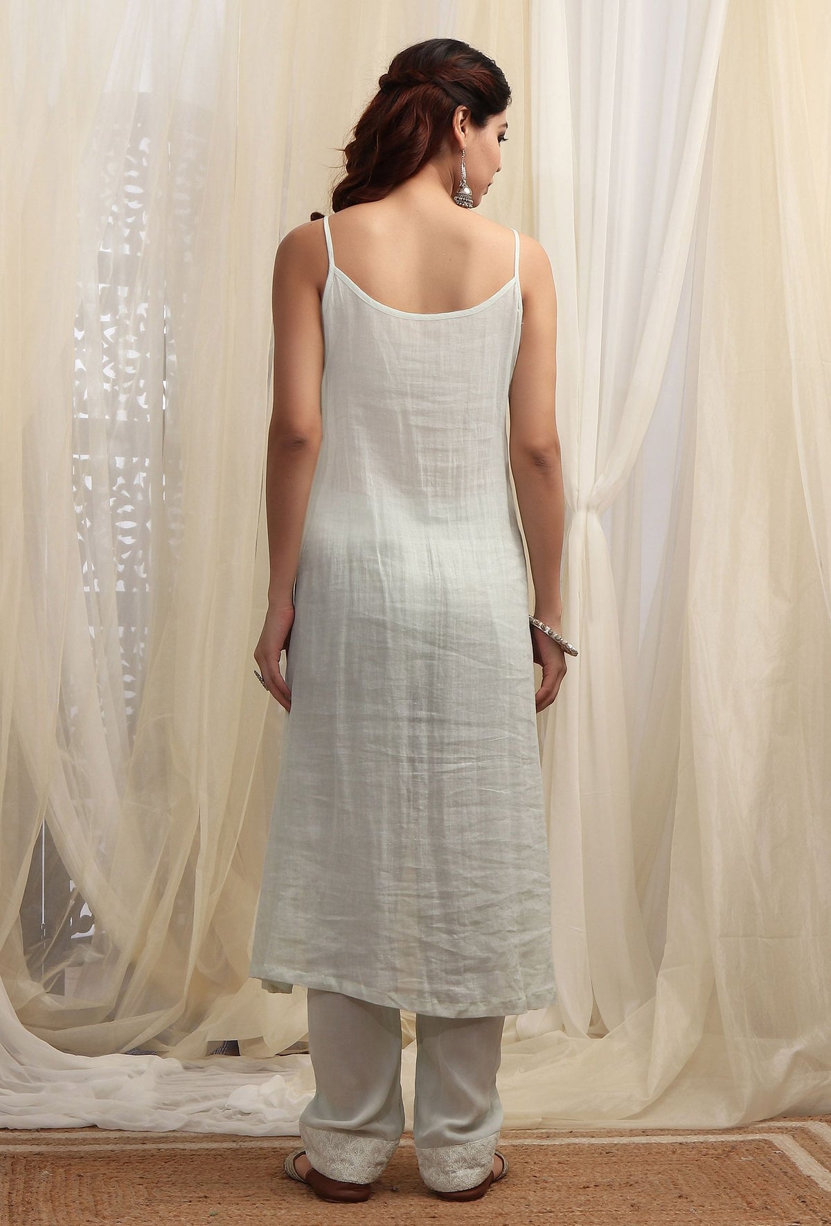 Tea Green Color Plain Cotton Slip Kurta サイズ XS