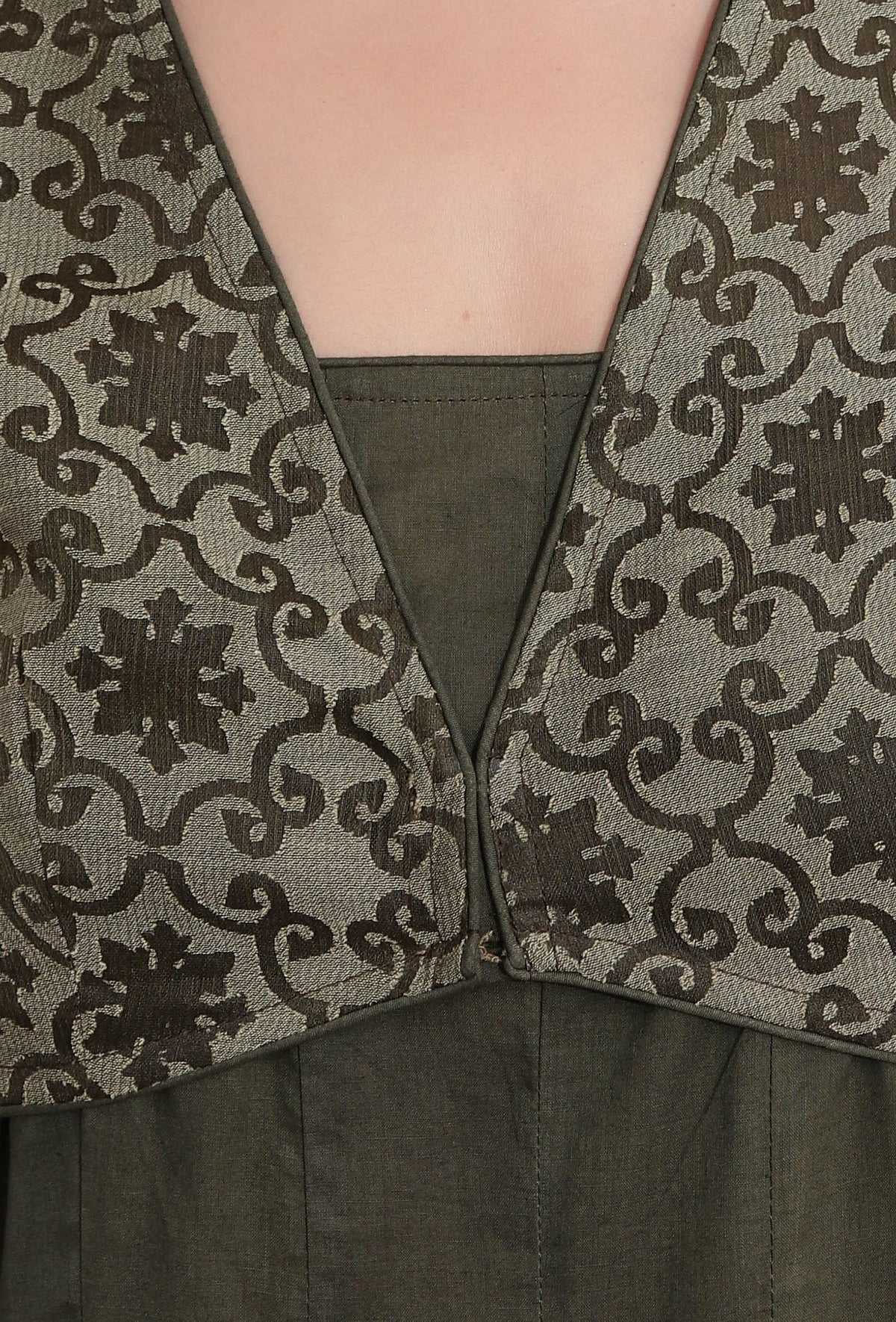 Olive Green Sheer Brasso Organza Short Crop Overlay サイズ XXL