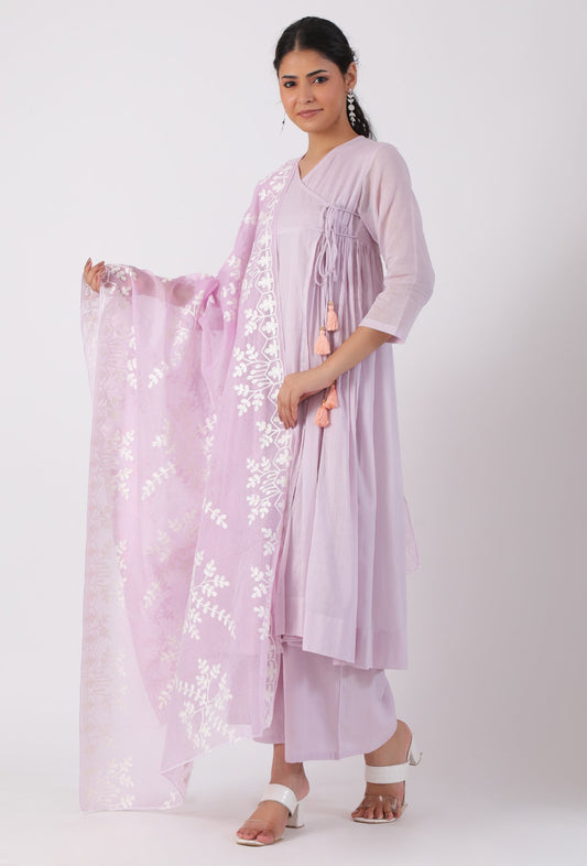 Periwinkle Purple Chickoo Net Dupatta