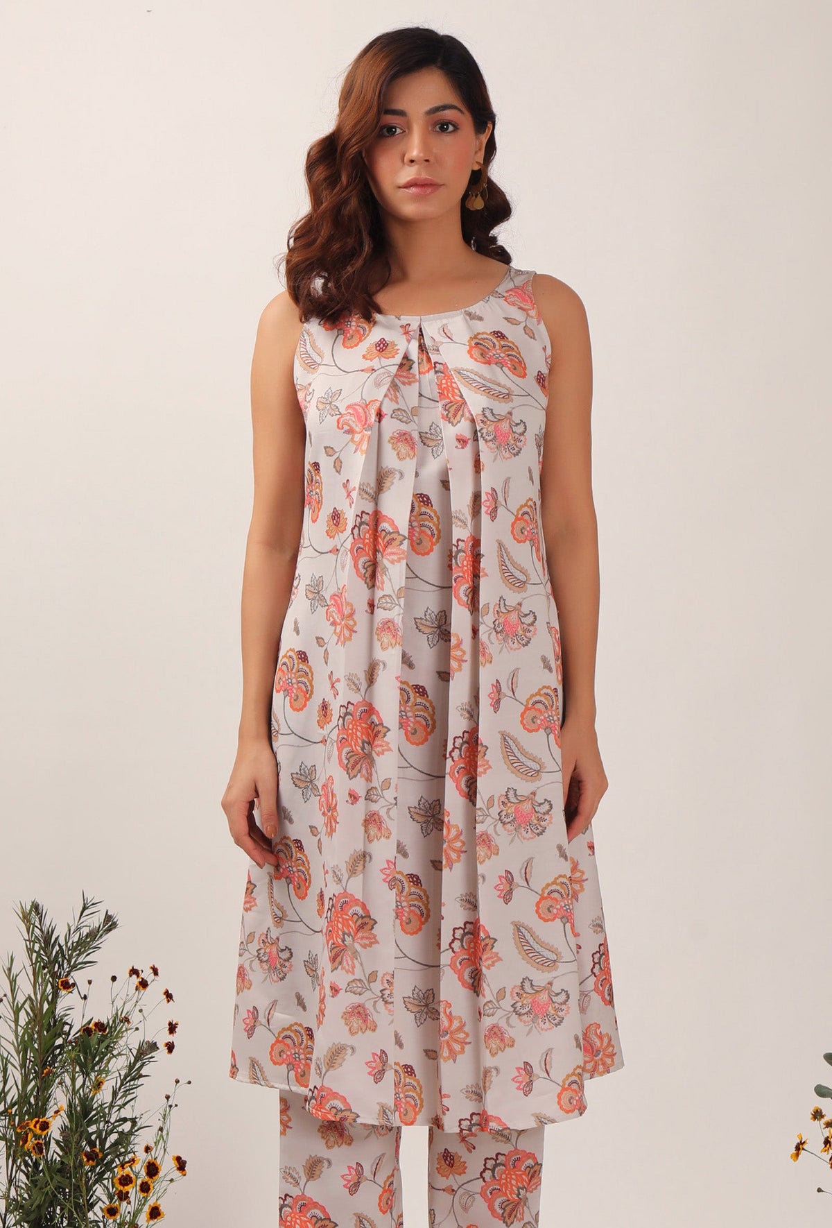 Cara Floral Chintz Box Pleated Tunic サイズ M