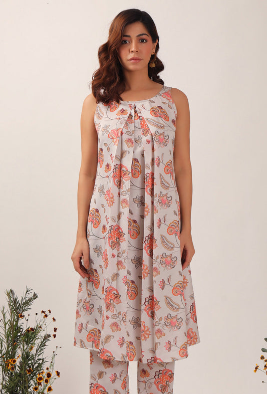 Cara Floral Chintz Box Pleated Tunic サイズ M