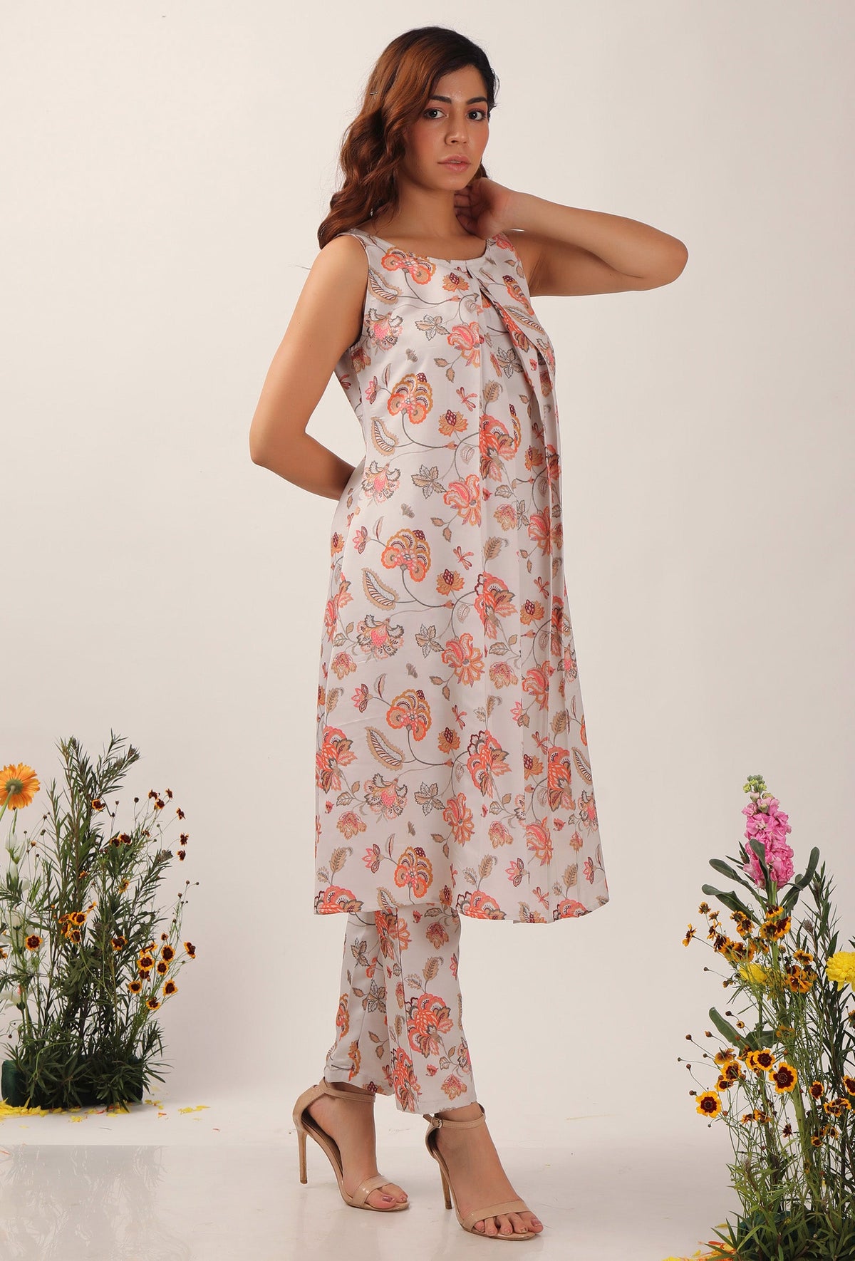 Cara Floral Chintz Box Pleated Tunic サイズ M