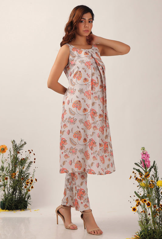 Cara Floral Chintz Box Pleated Tunic サイズ M