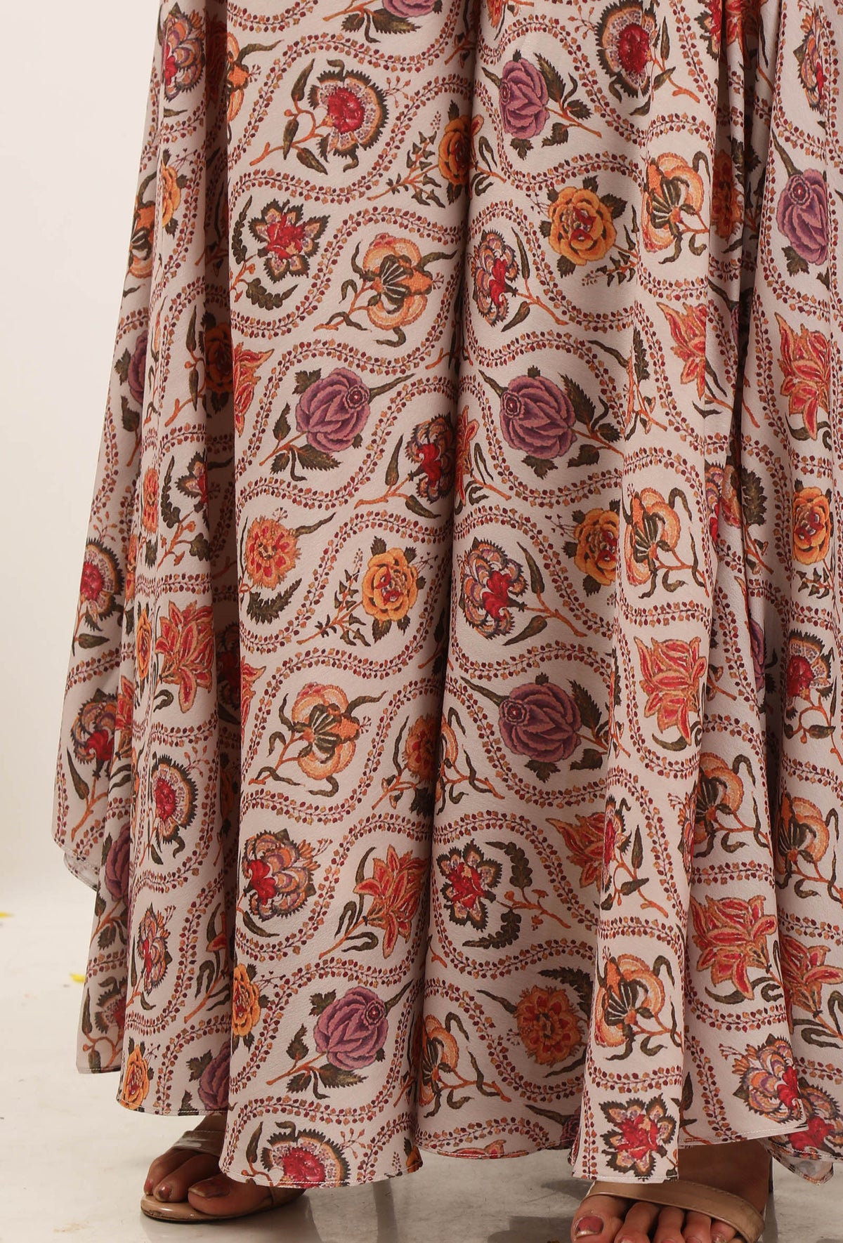 Airi Floral Chintz Asymmetrical Flared Palazzo Pants サイズ M