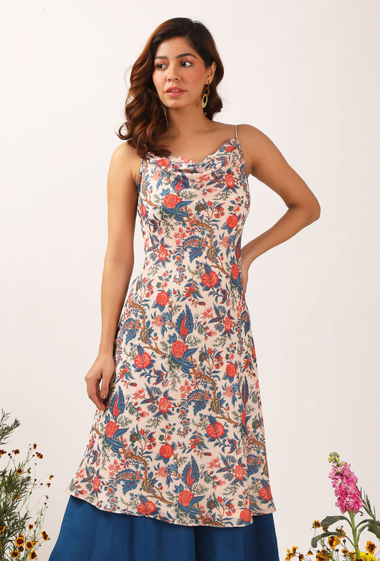 Bella Floral Chintz Cowl Neck Kurta Dress サイズ M